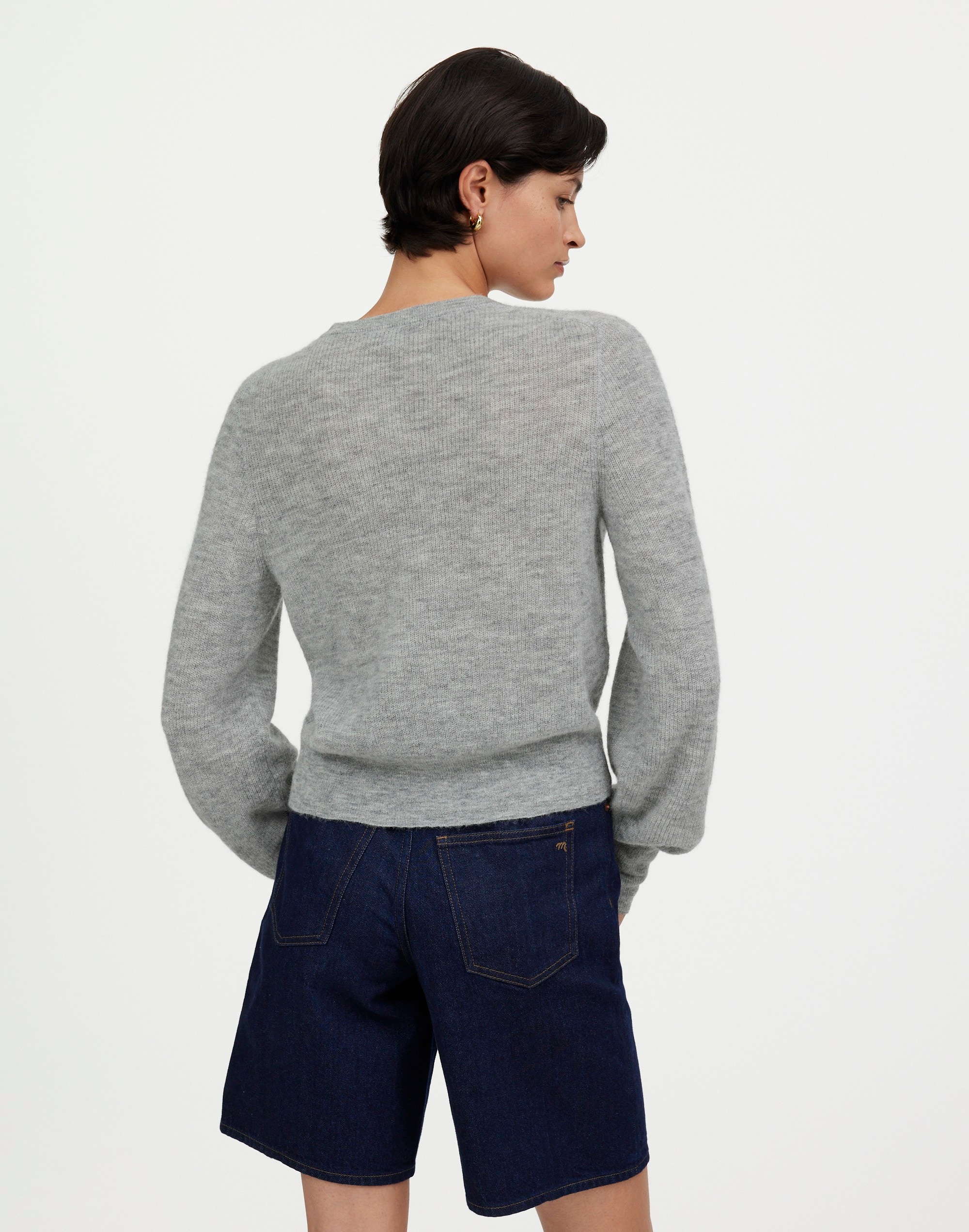 Ribbed Alpaca-Blend Cardigan Sweater