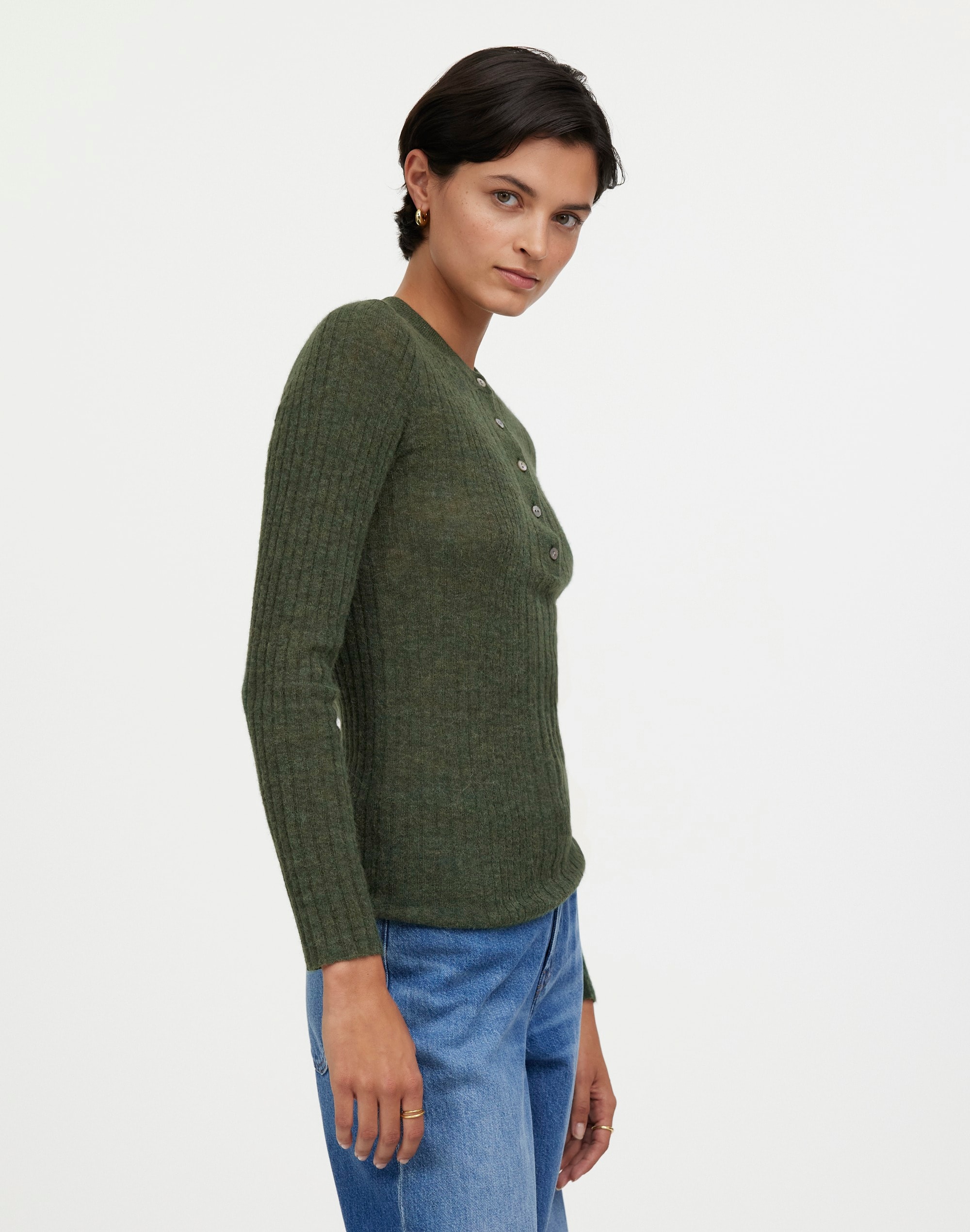 Alpaca-Blend Henley Sweater