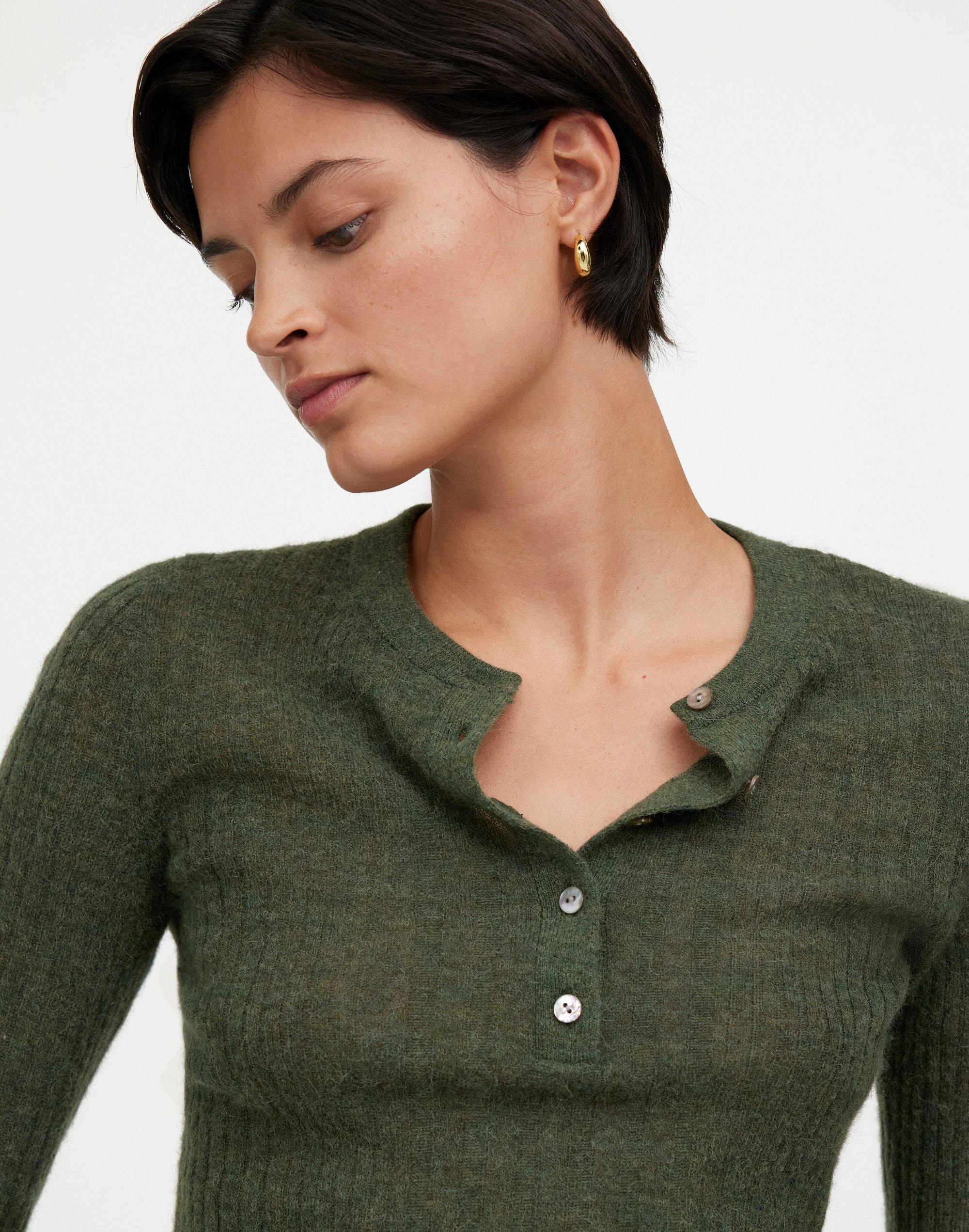 Alpaca-Blend Henley Sweater