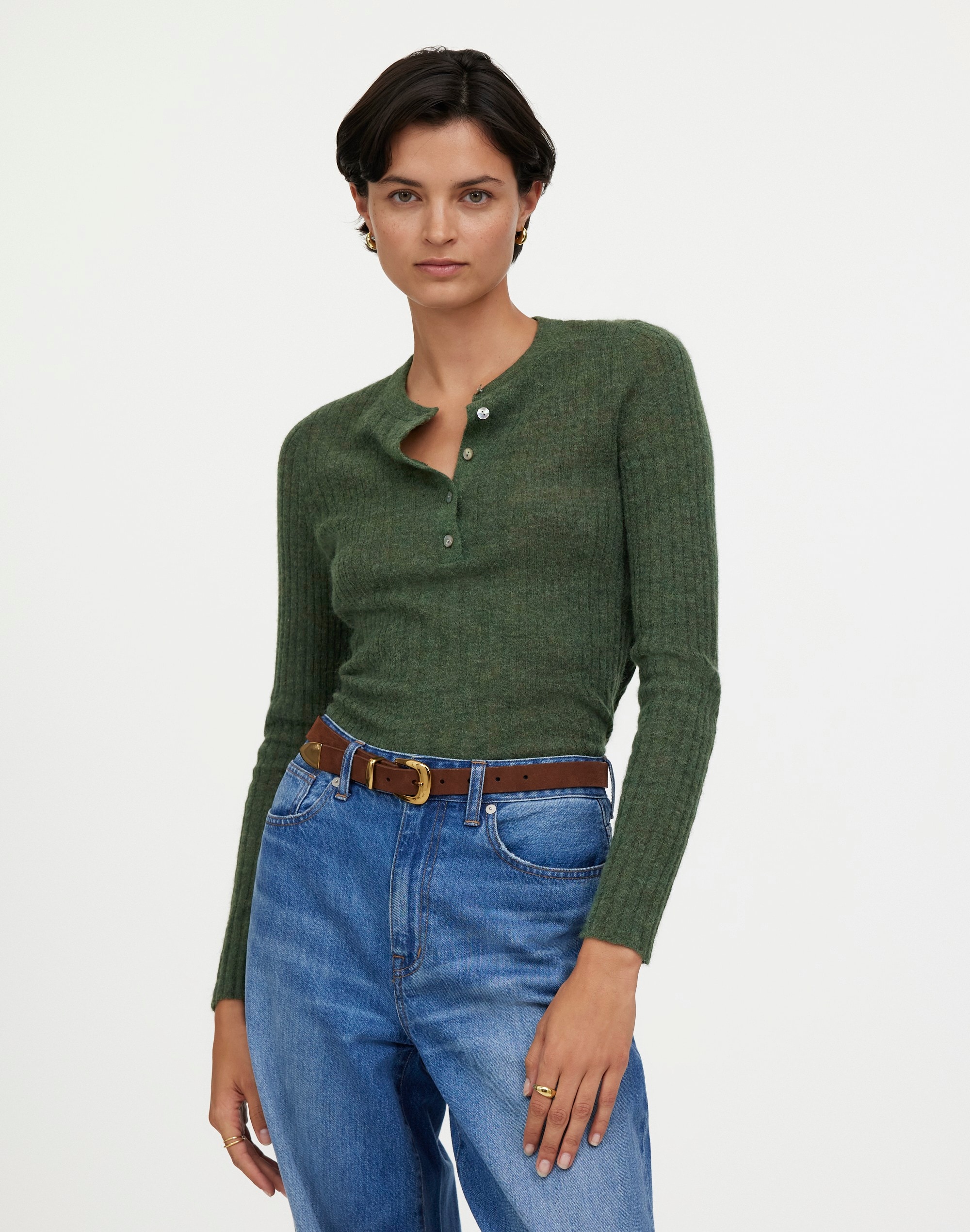 Alpaca-Blend Henley Sweater