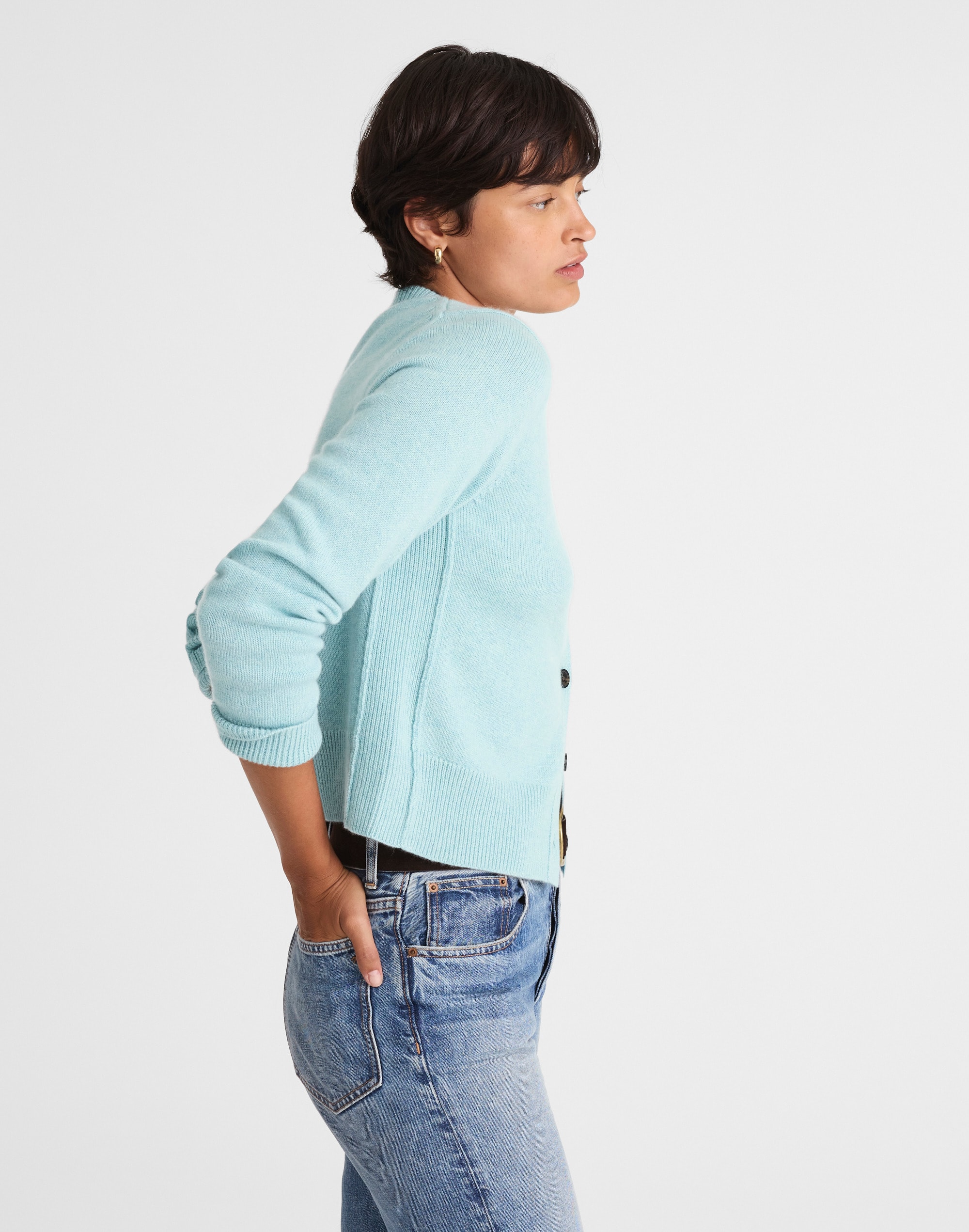 Cashmere Button-Front Cardigan Sweater