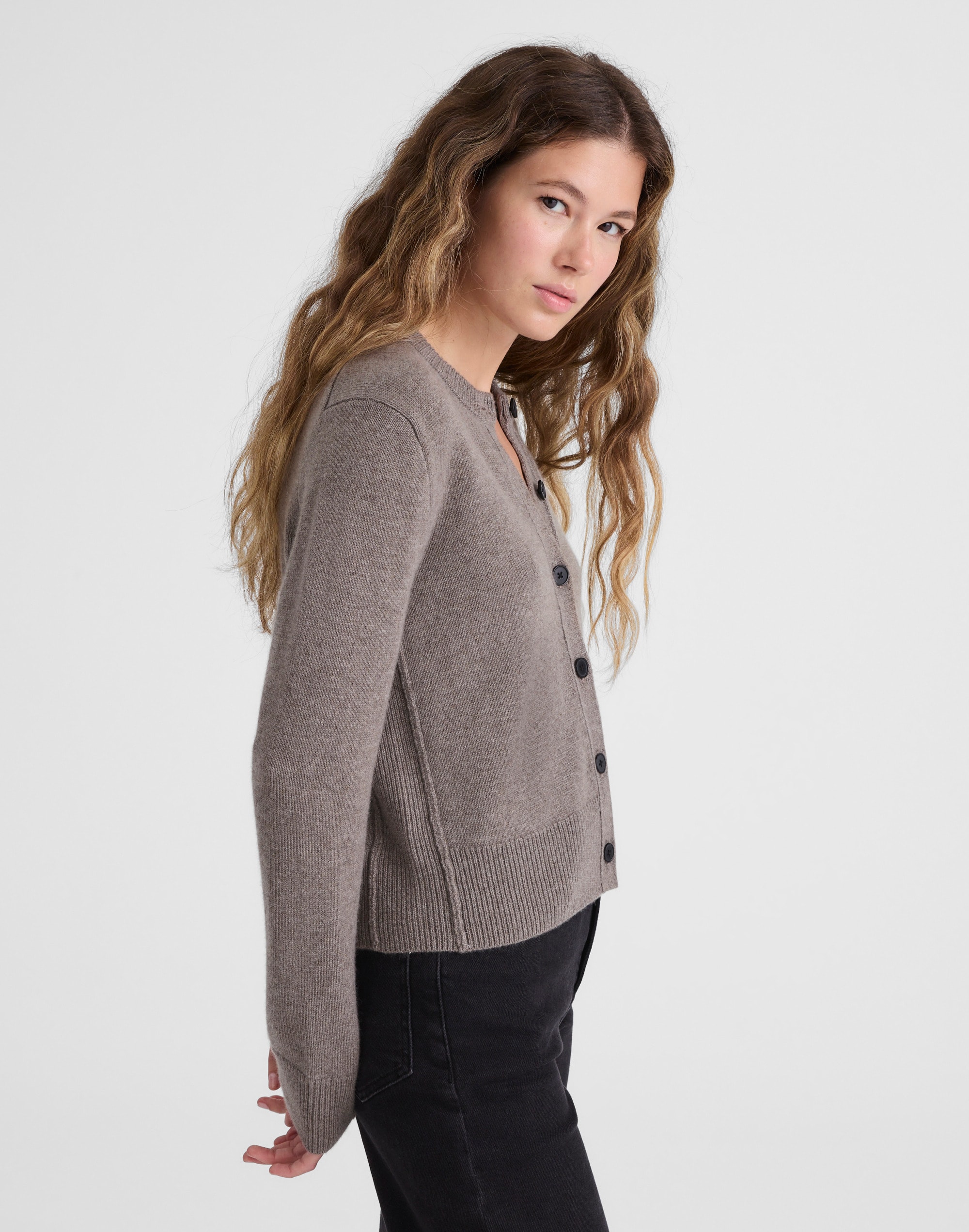 Cashmere Button-Front Cardigan Sweater