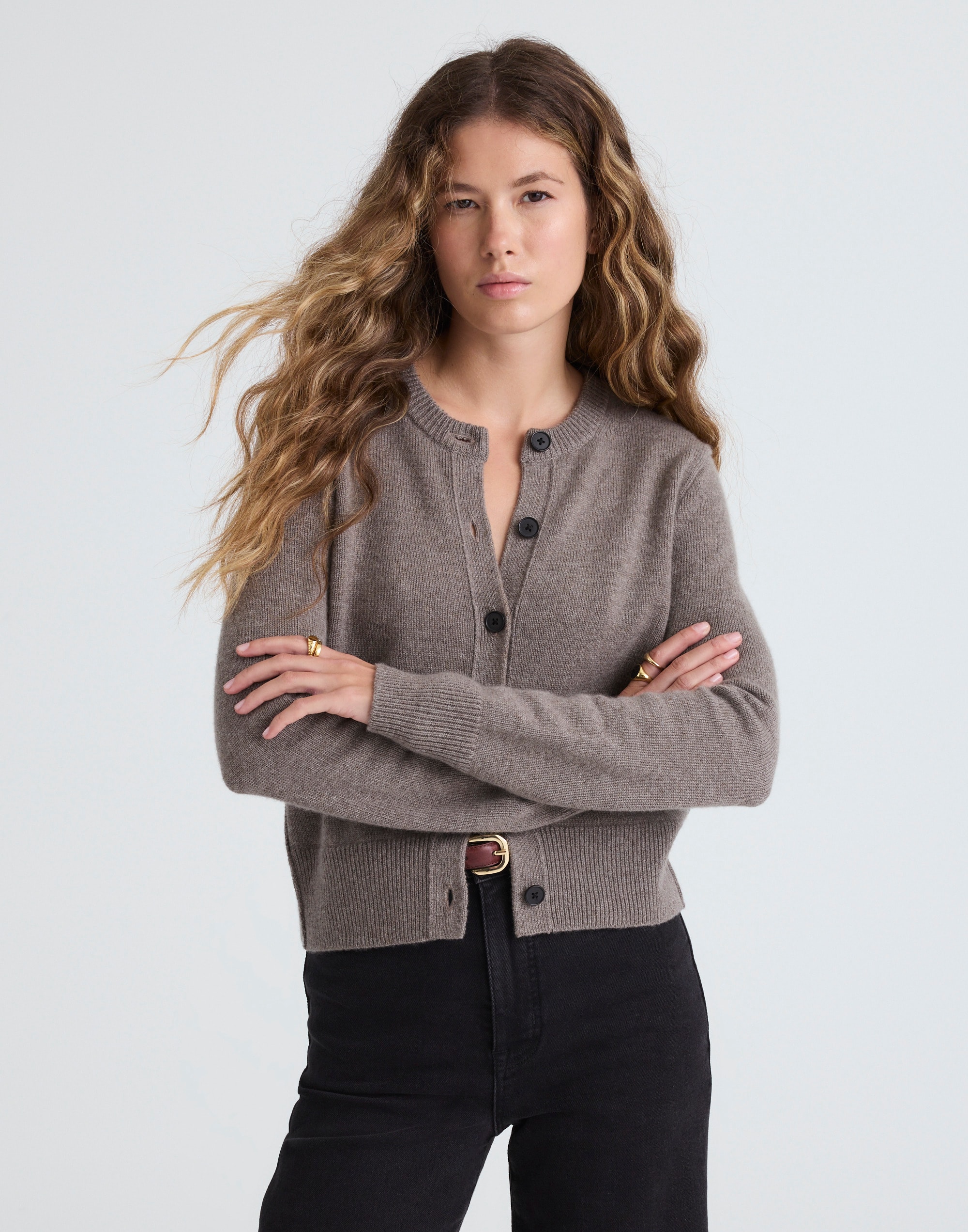Cashmere Button-Front Cardigan Sweater