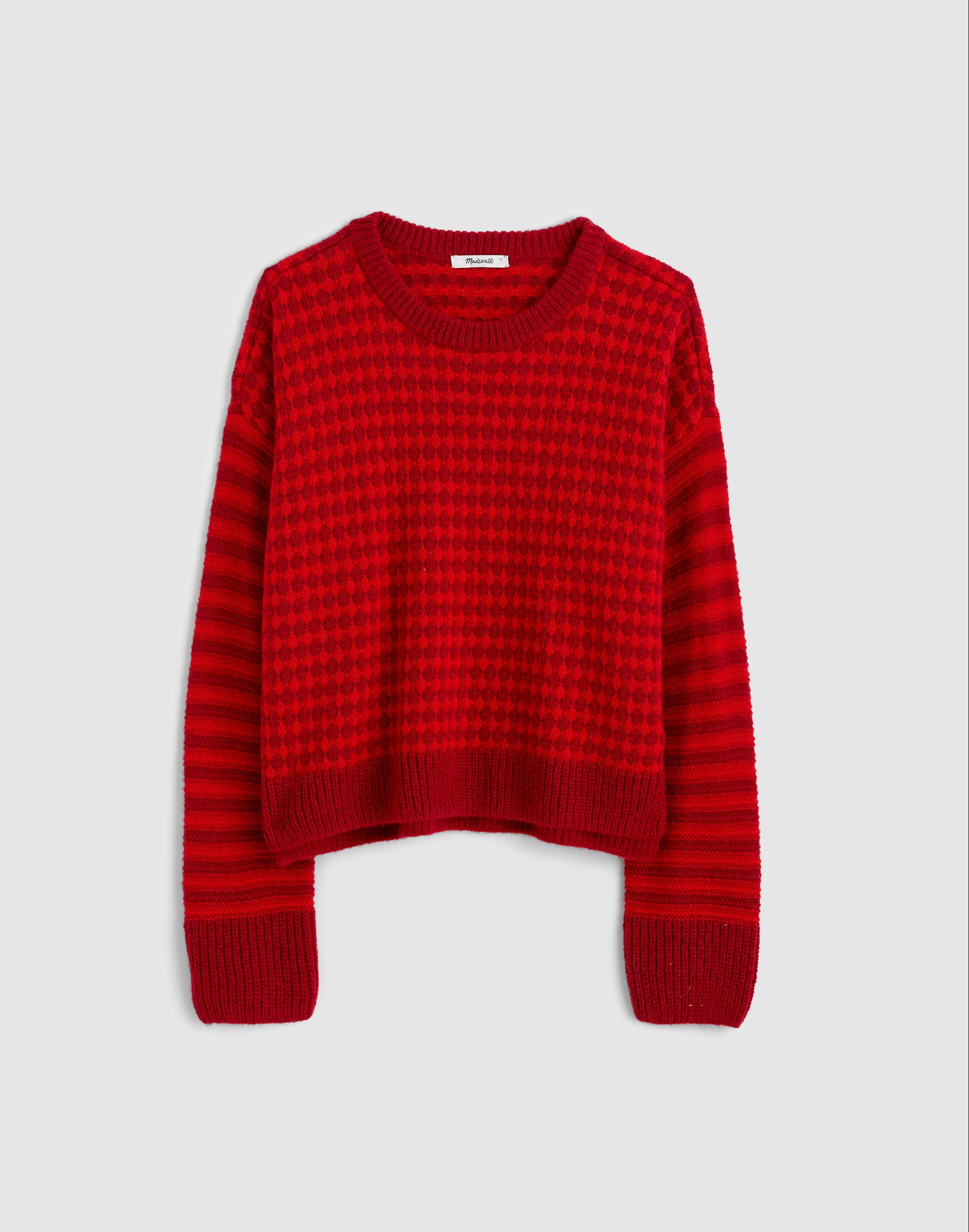 Madewell Mixed Stripe Pullover Sweater In Red