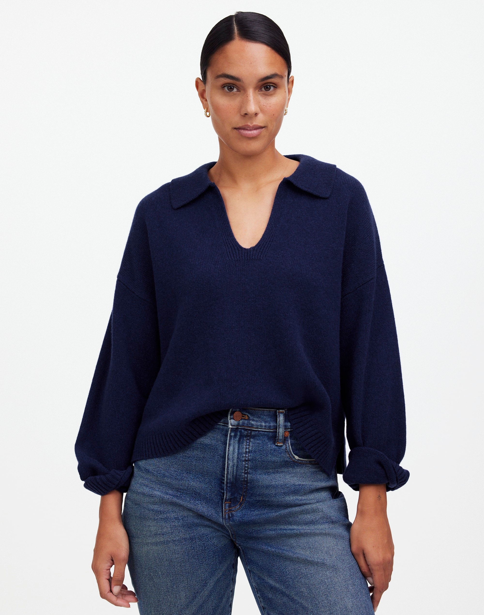 cashmere-wool blend polo sweater