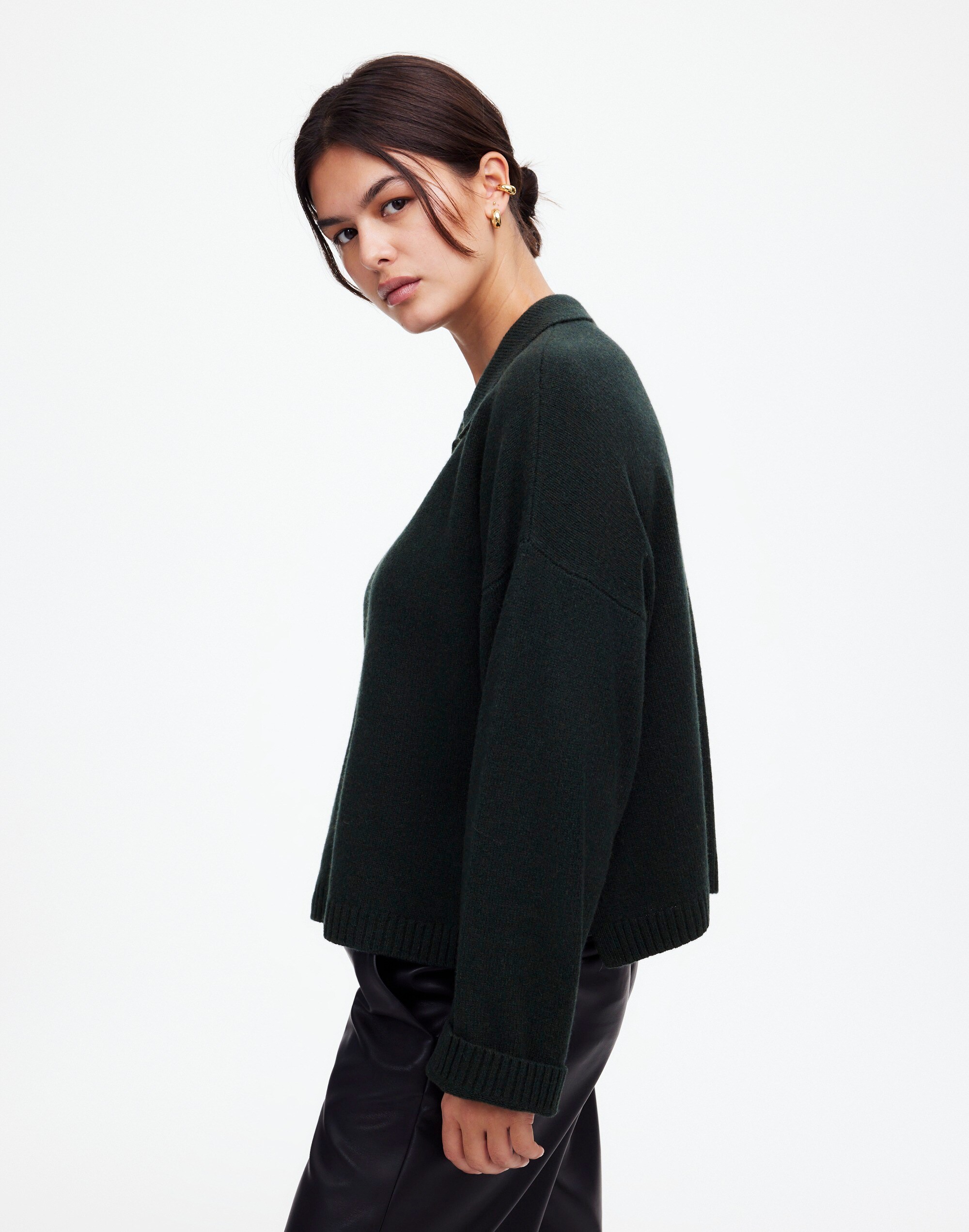 Cashmere-Wool Blend Polo Sweater