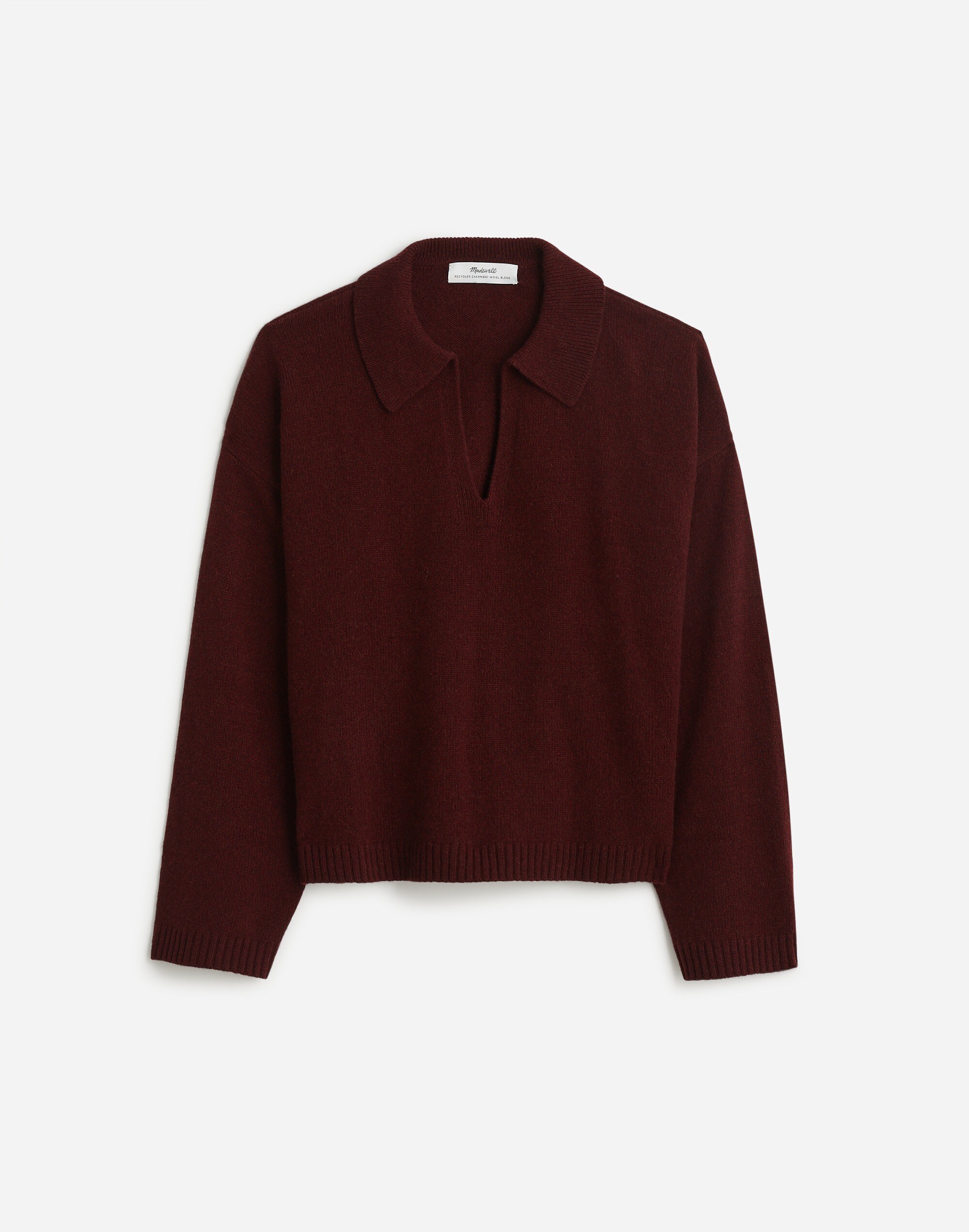 Cashmere-Wool Blend Polo Sweater
