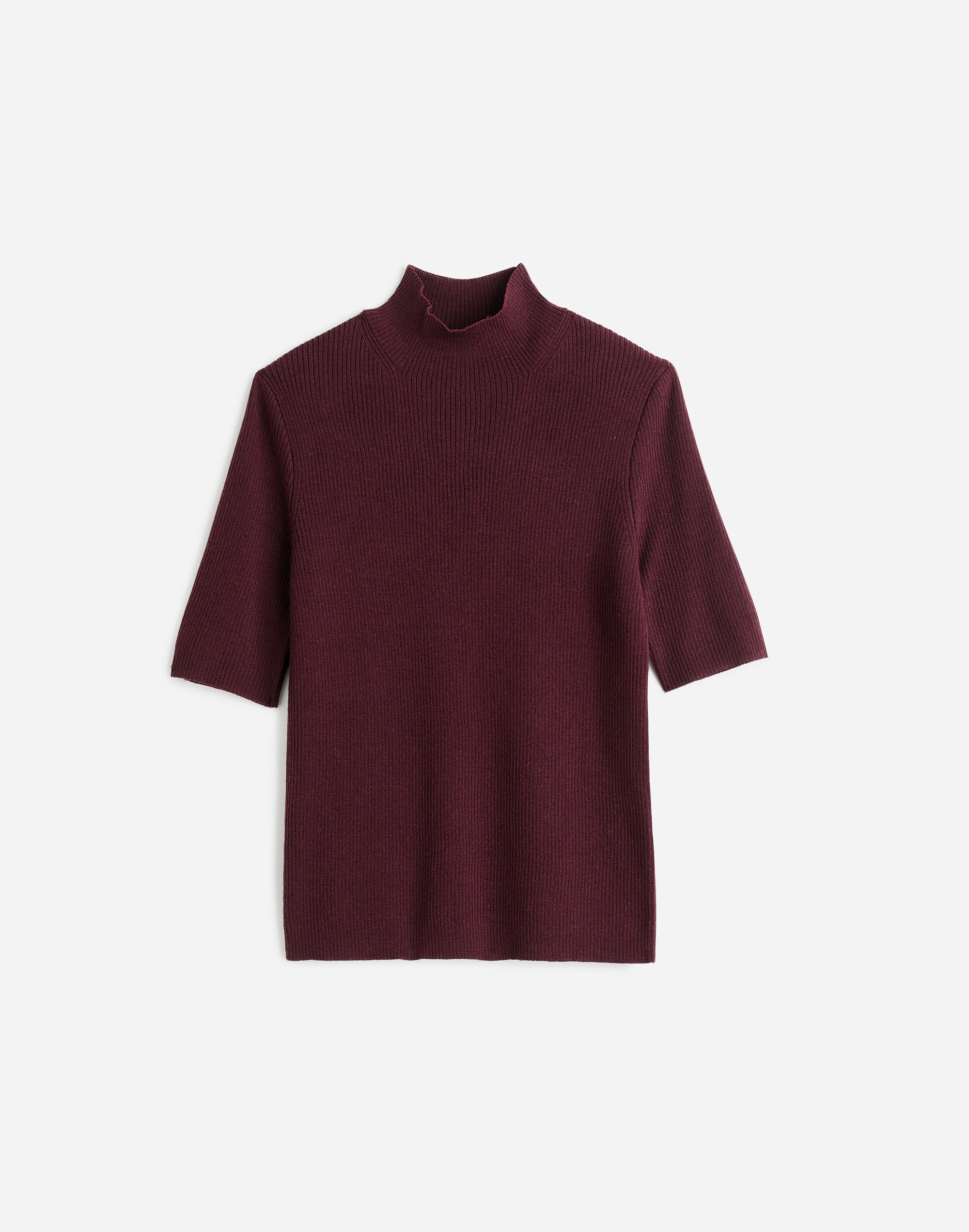 Ribbed Merino Wool Mockneck Sweater Tee
