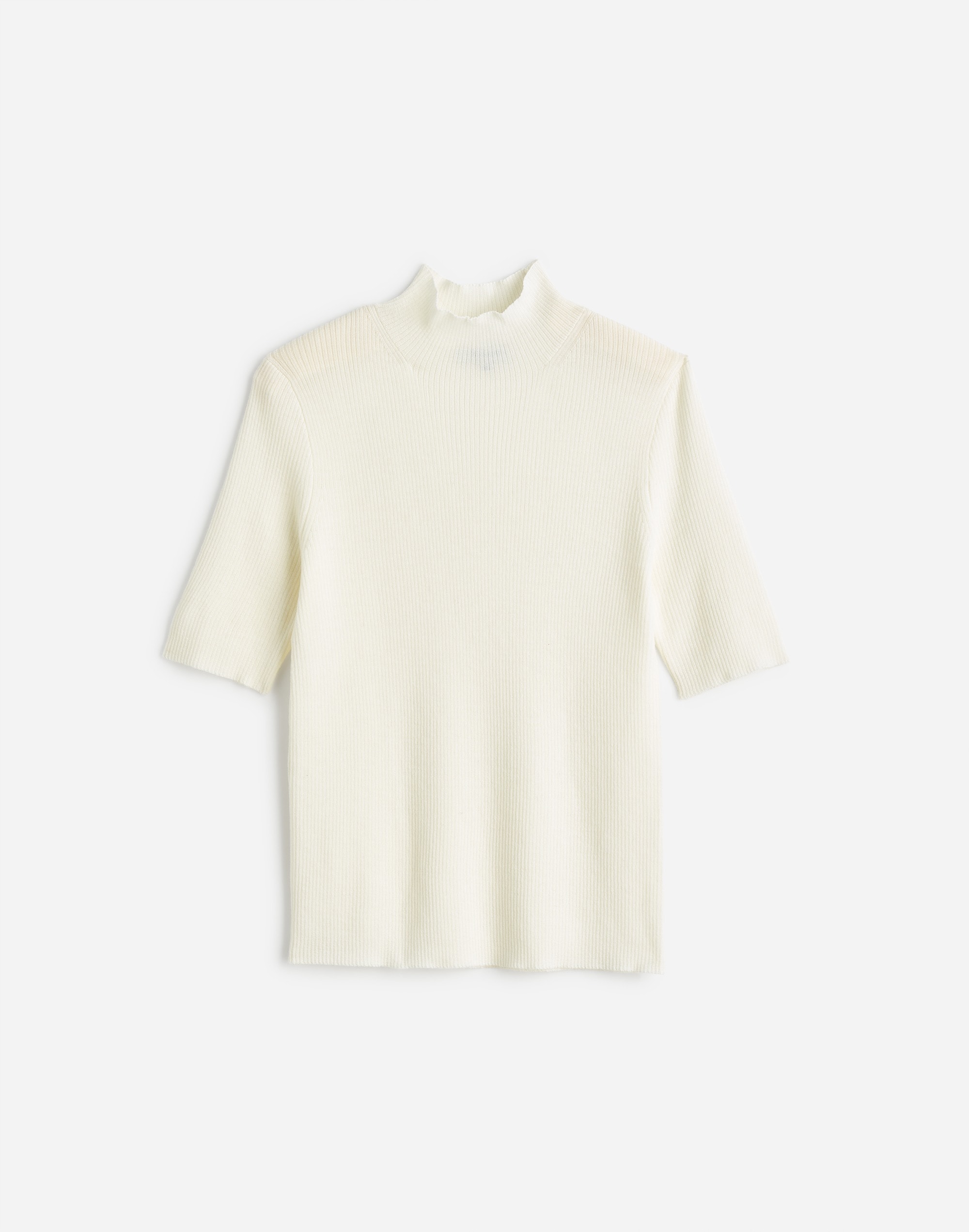 Ribbed Merino Wool Mockneck Sweater Tee