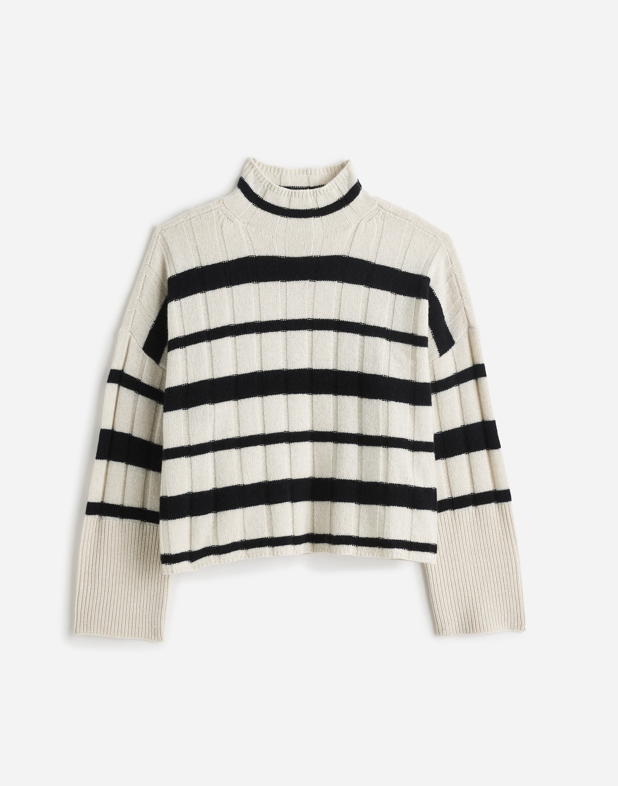 Ribbed Cashmere-Wool Blend Pullover Sweater