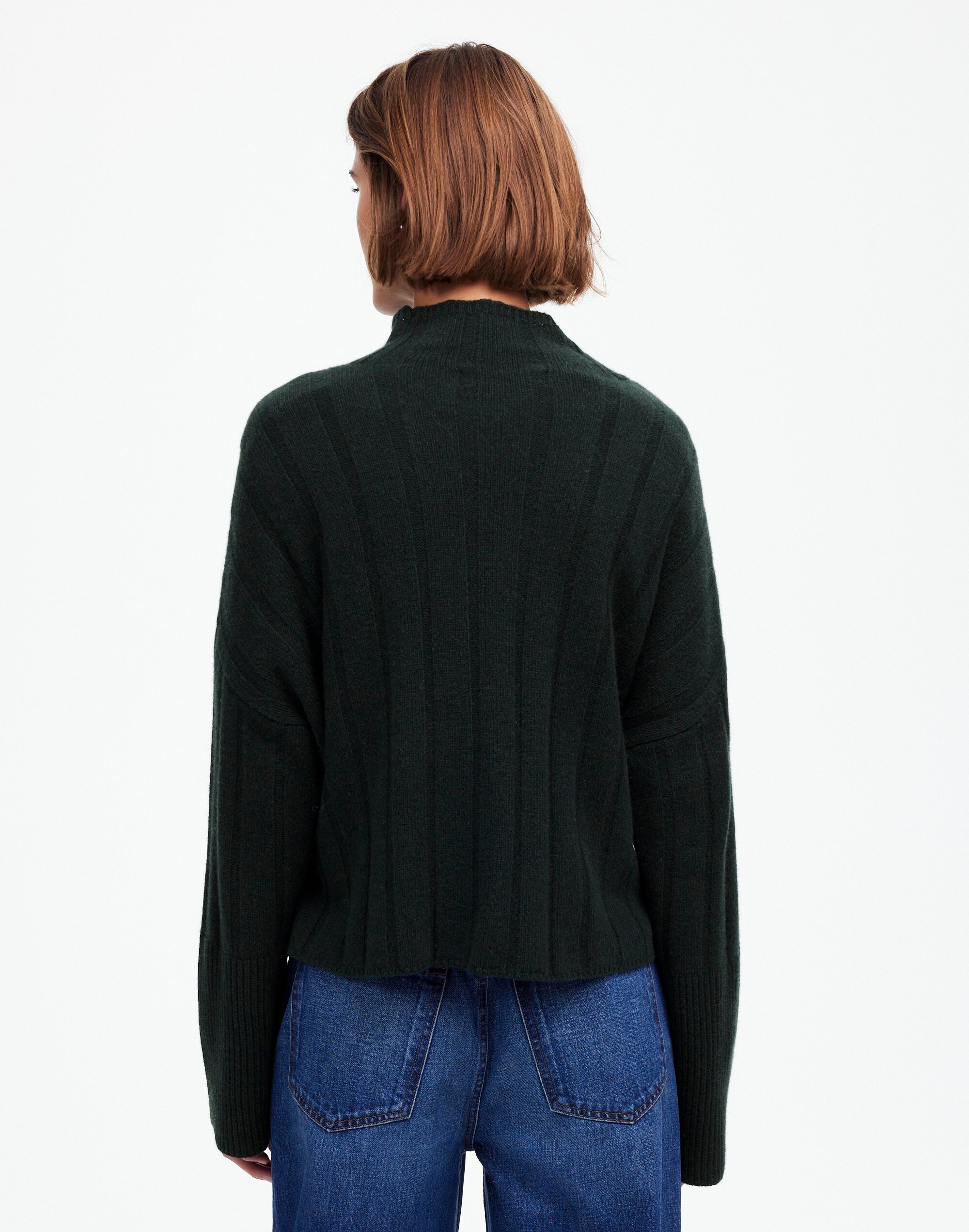 Ribbed Cashmere-Wool Blend Pullover Sweater