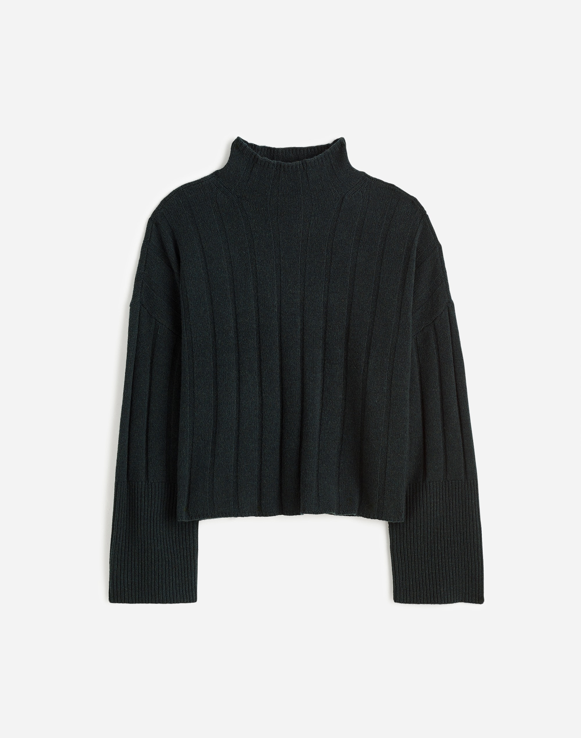Ribbed Cashmere-Wool Blend Pullover Sweater