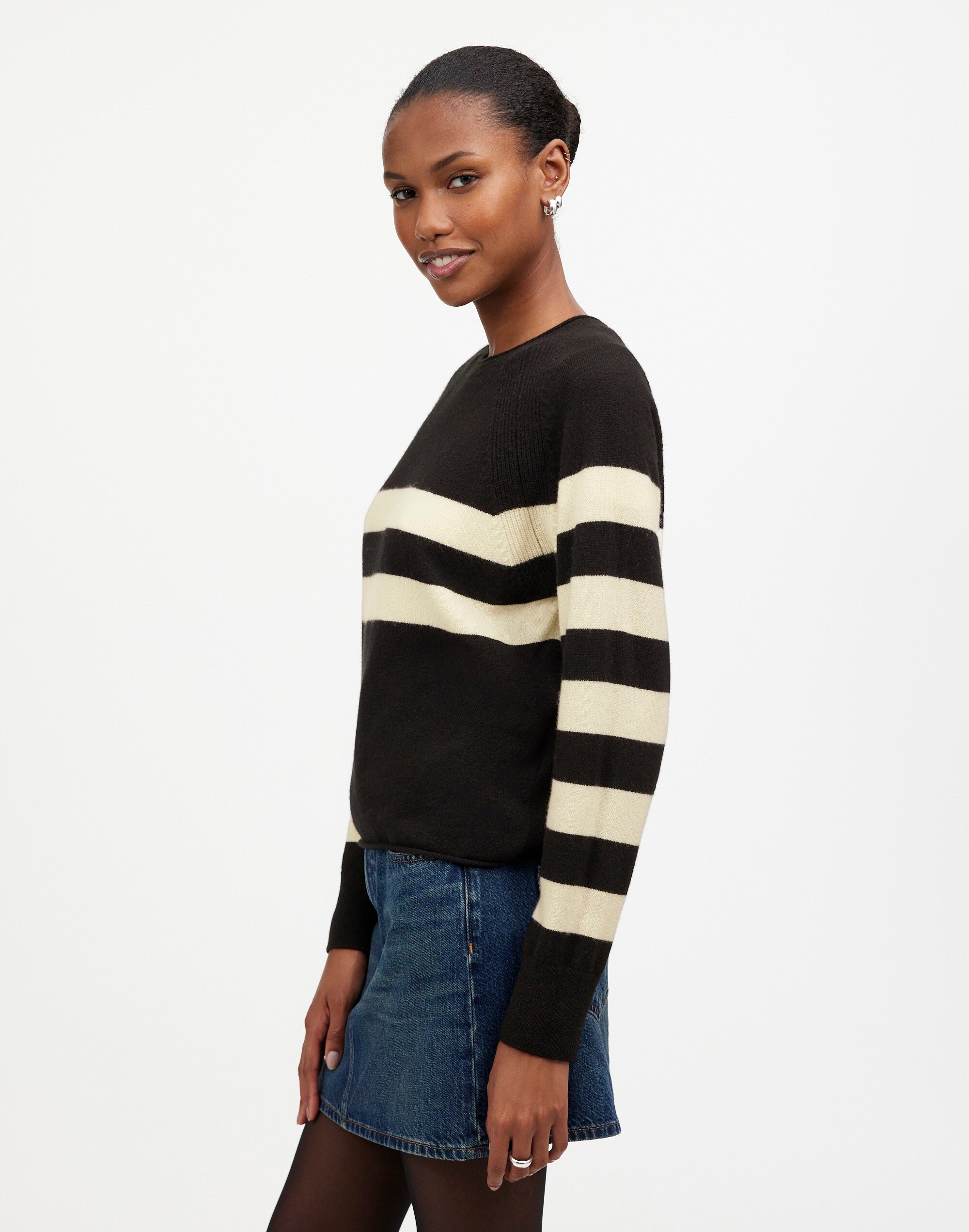 Cashmere Raglan Sweater in Stripe
