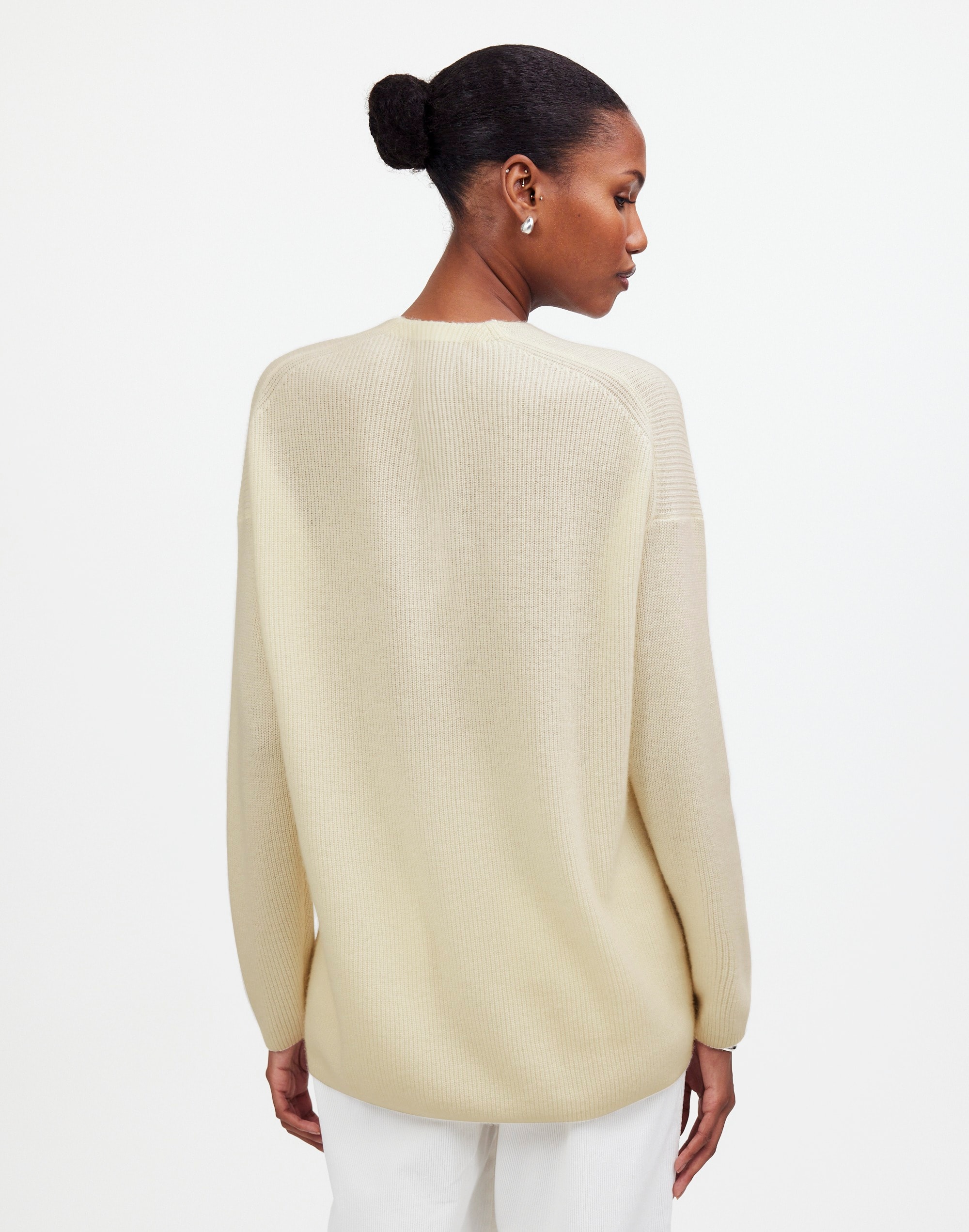 Ribbed Cashmere V-Neck Sweater