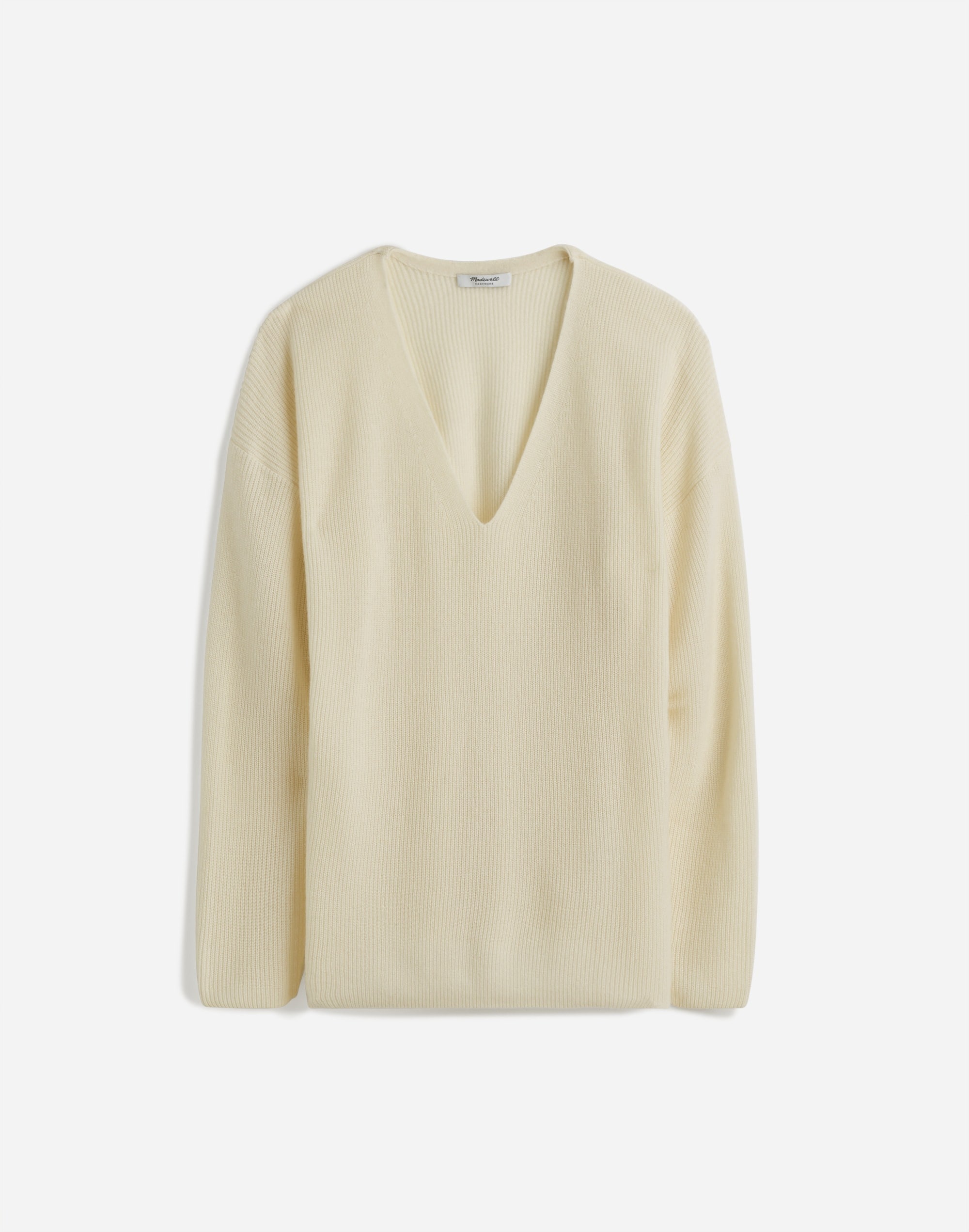 Ribbed Cashmere V-Neck Sweater