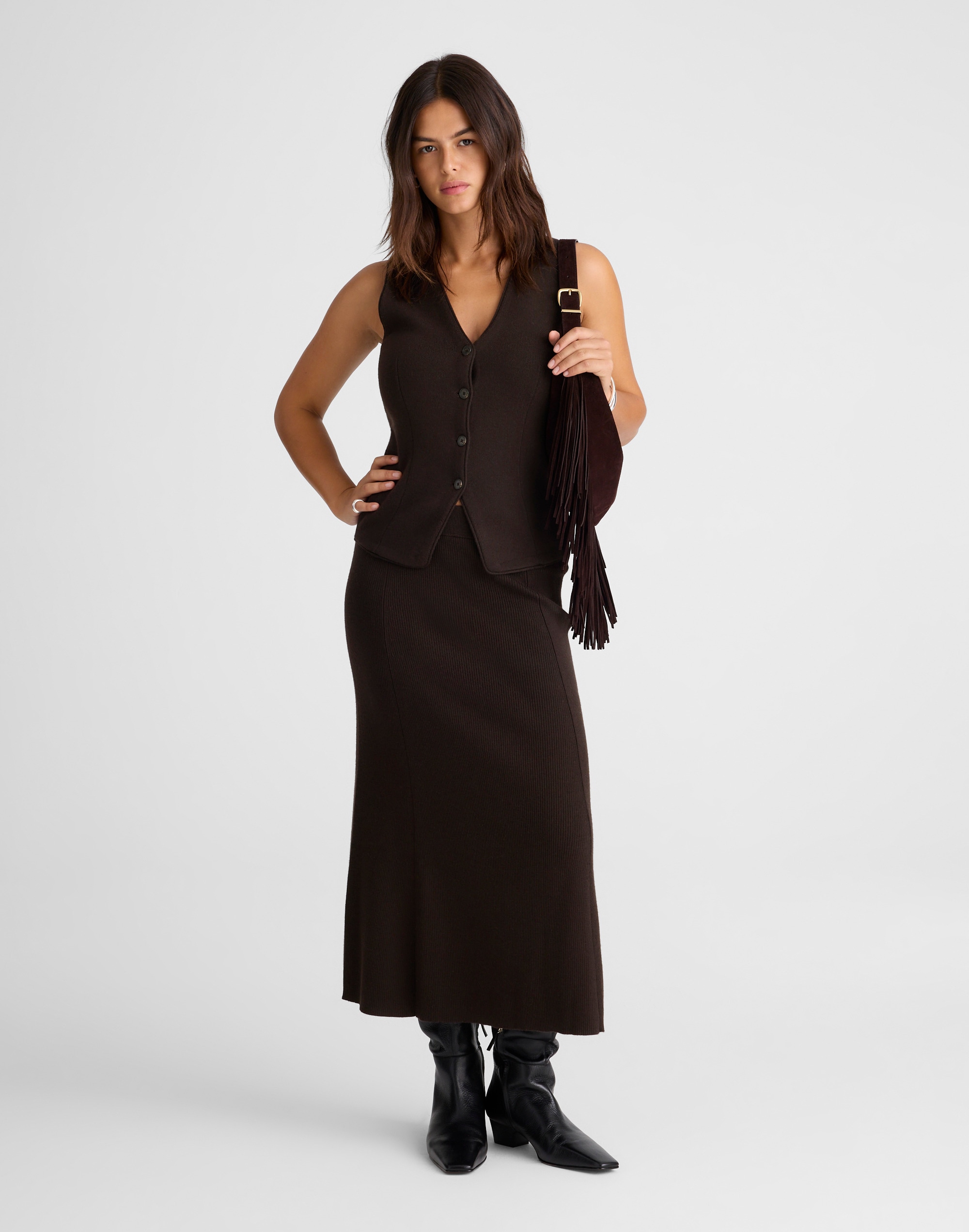 Merino Wool-Blend Maxi Skirt