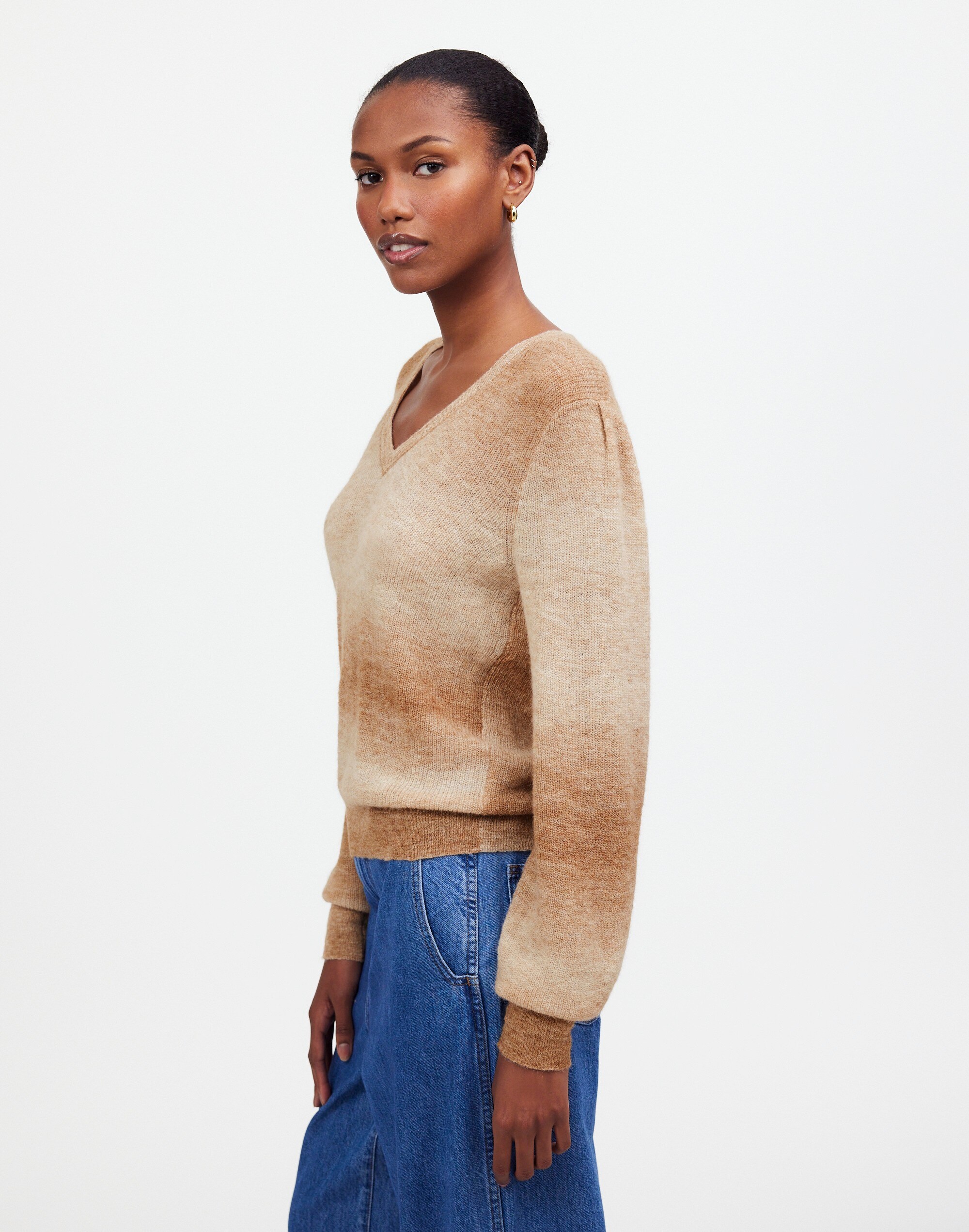 Alpaca-Blend Deep V-Neck Sweater