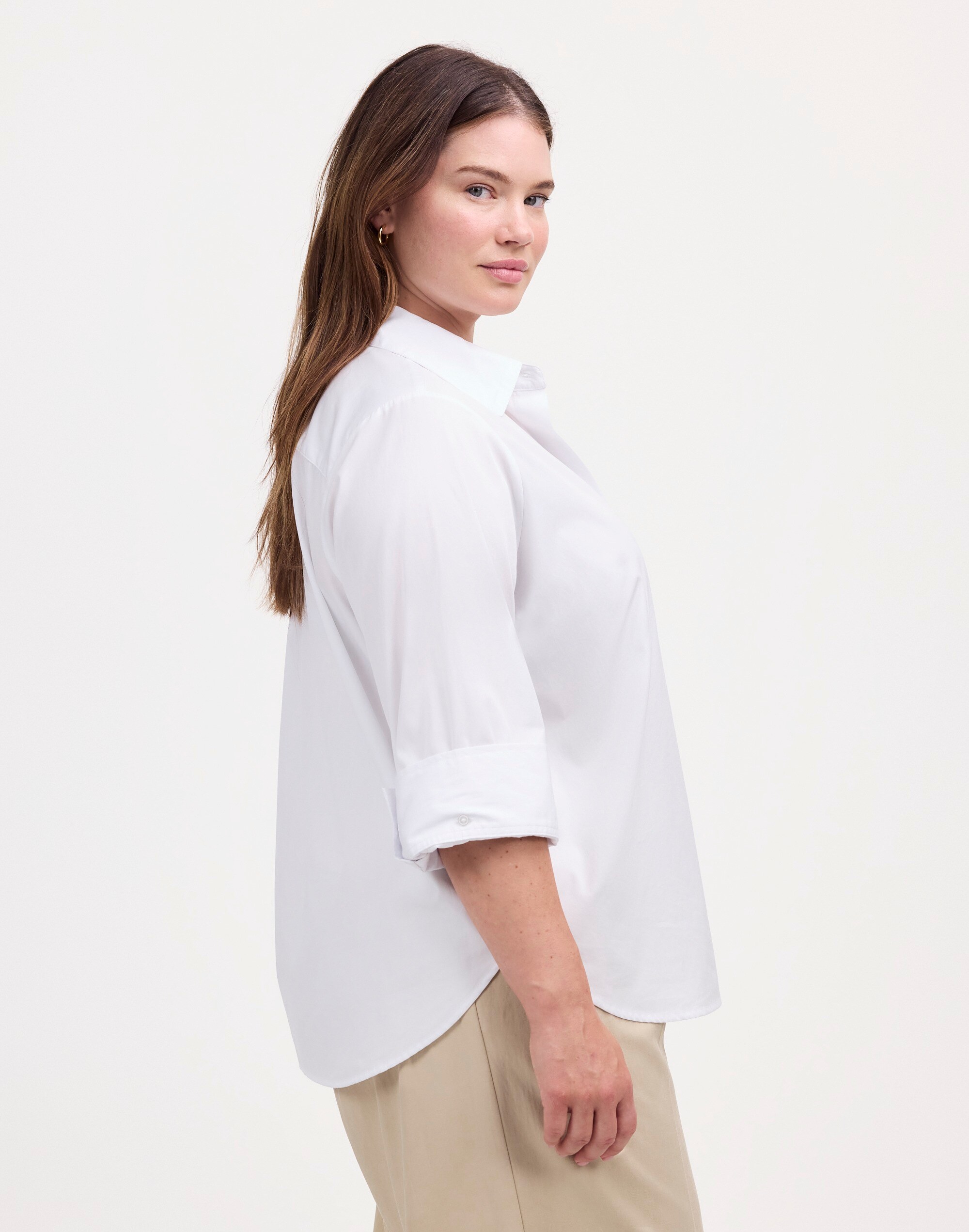 Plus Easy Y-Neck Button-Up Shirt