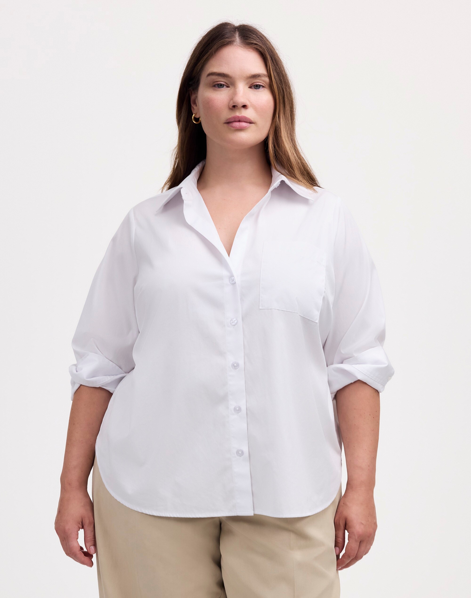 Plus Easy Y-Neck Button-Up Shirt