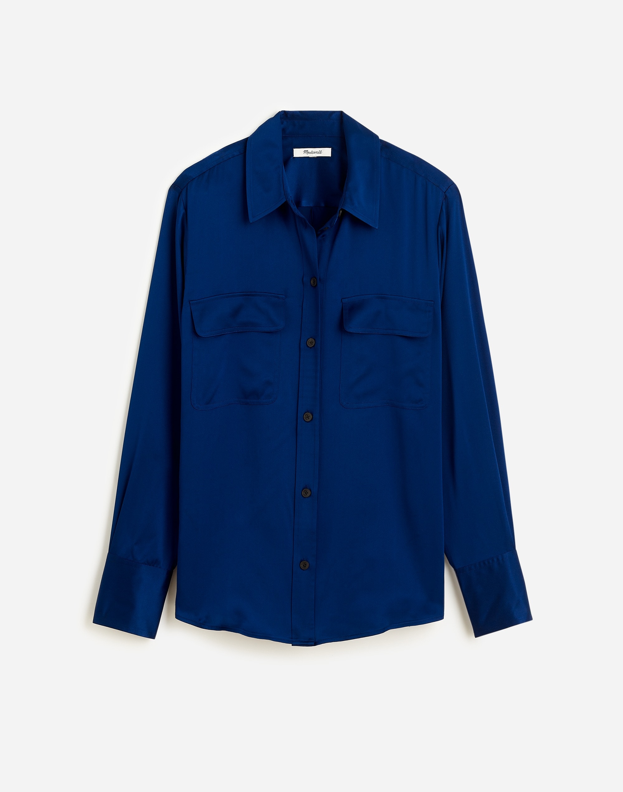Plus Silk Flap-Pocket Button-Up Shirt