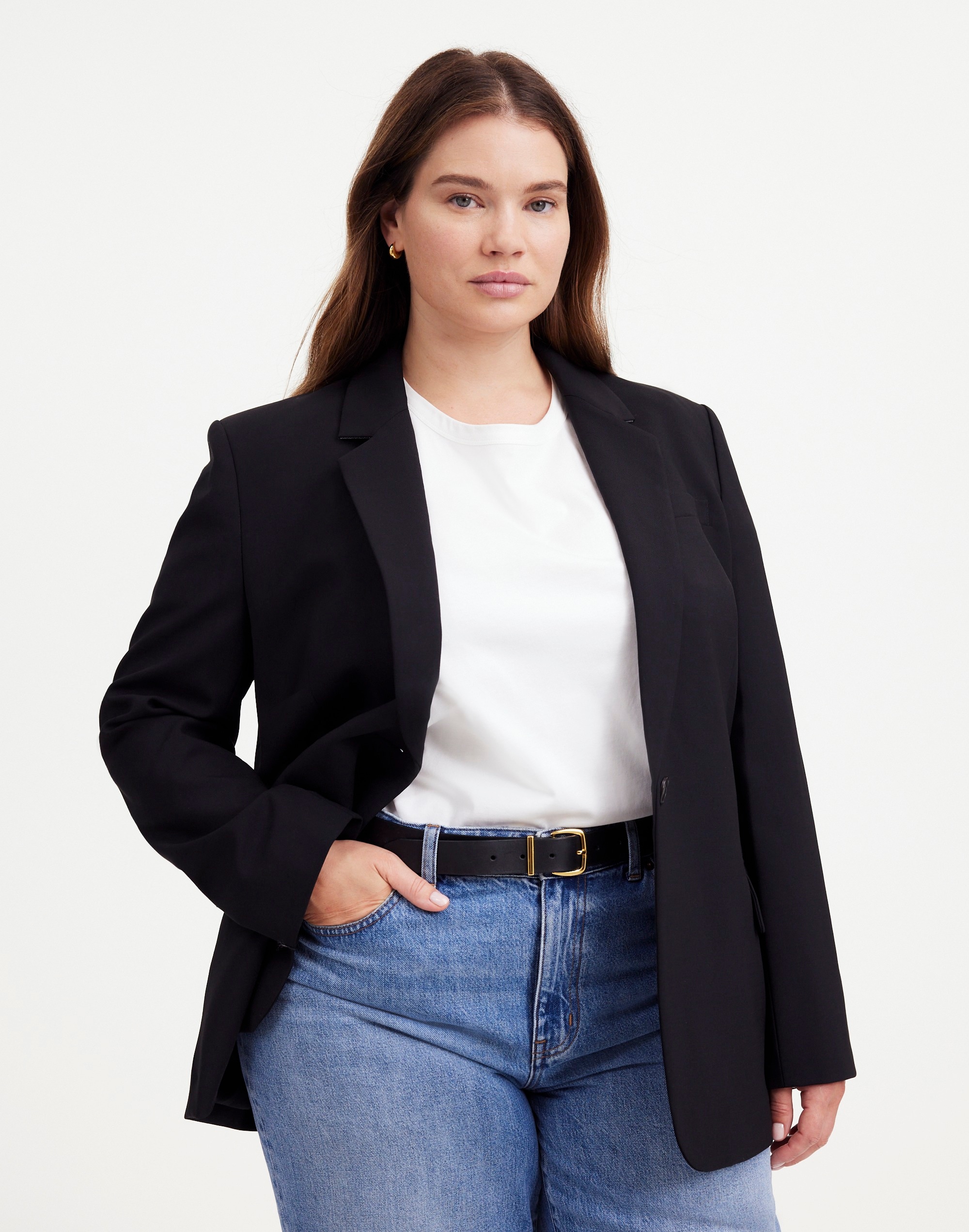 the plus kline blazer in wool blend