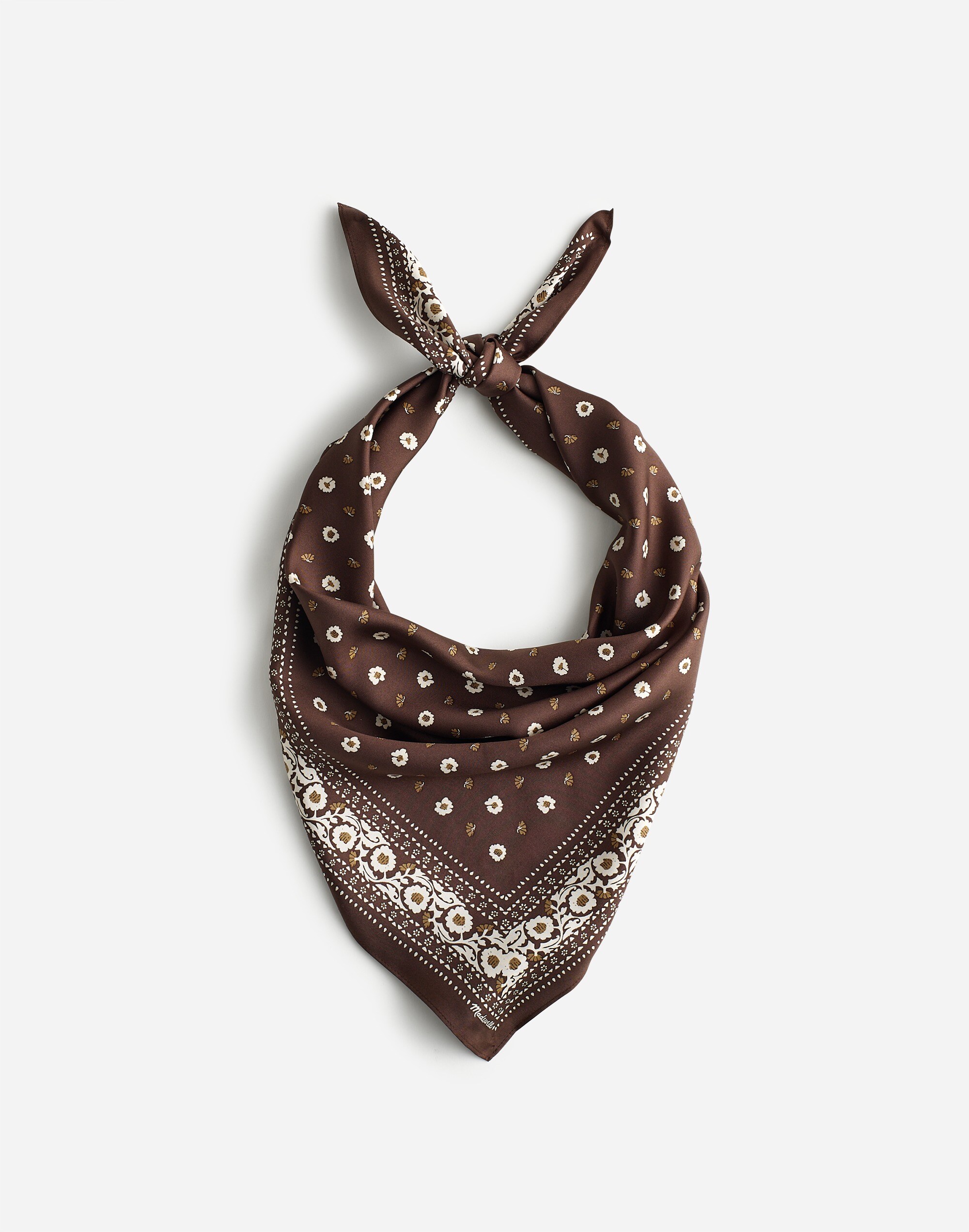 Medium Silk Bandana in dark carob image 2