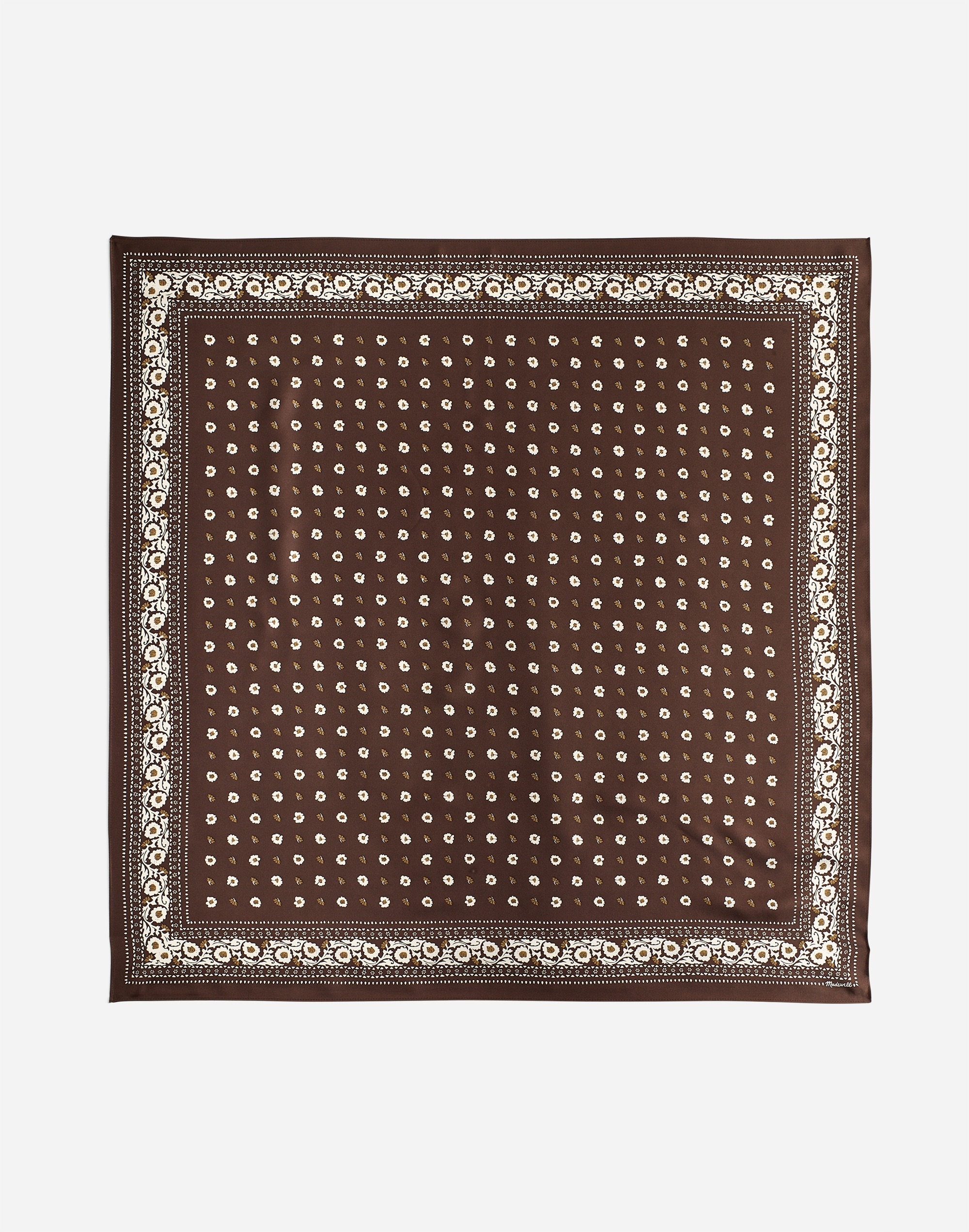 Medium Silk Bandana in dark carob image 1