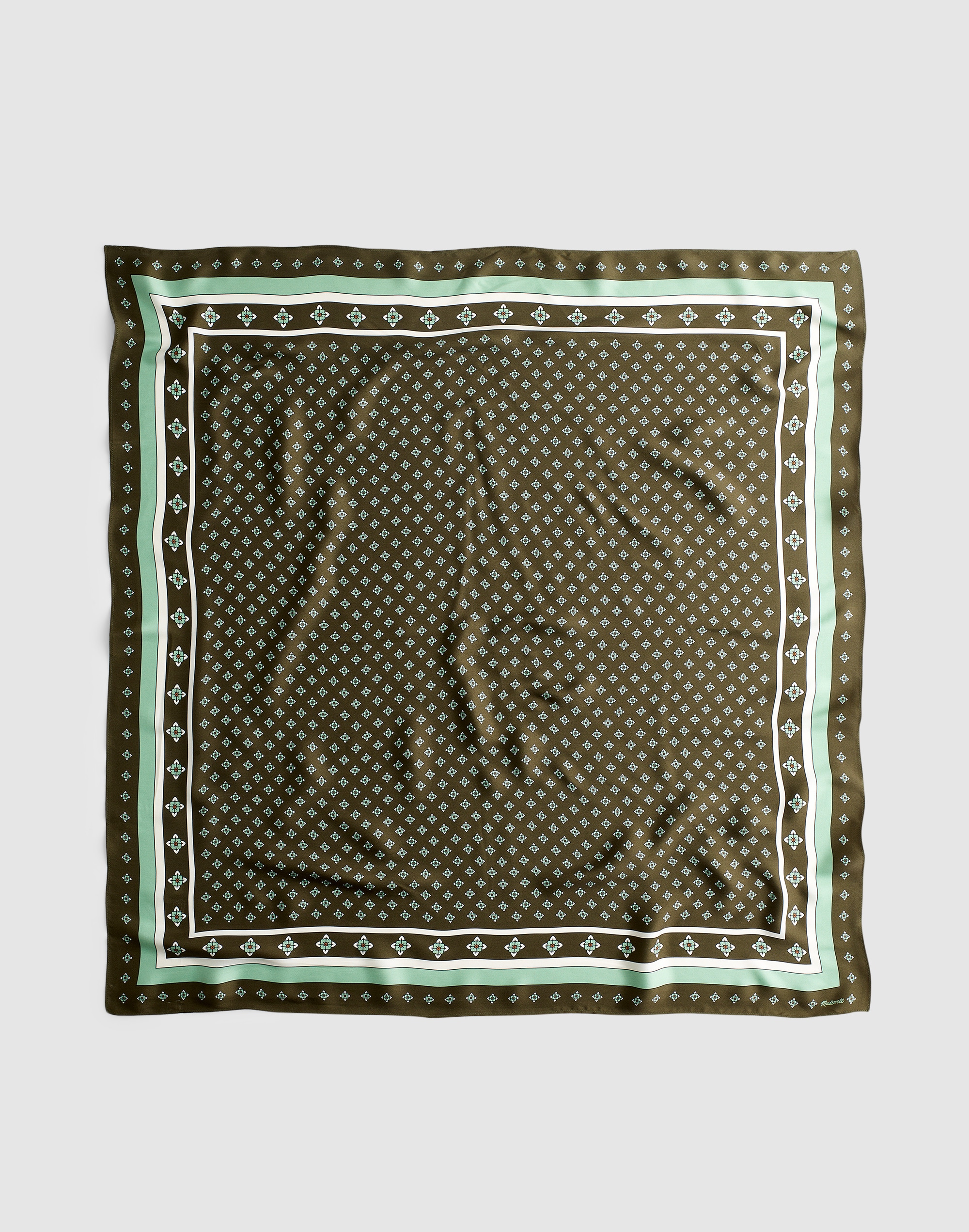 Madewell Medium Silk Bandana In Green