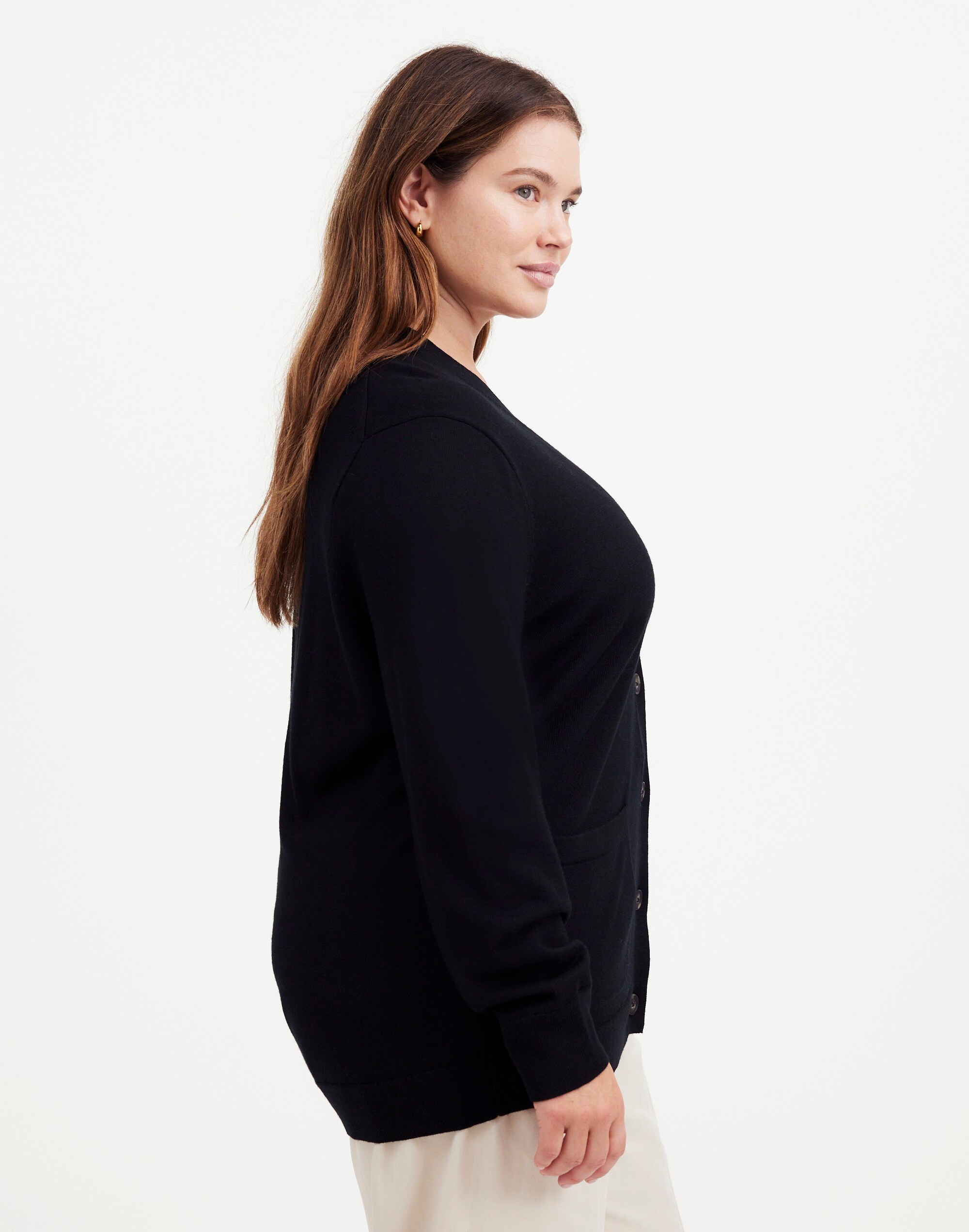 Plus Merino Wool Boyfriend Cardigan