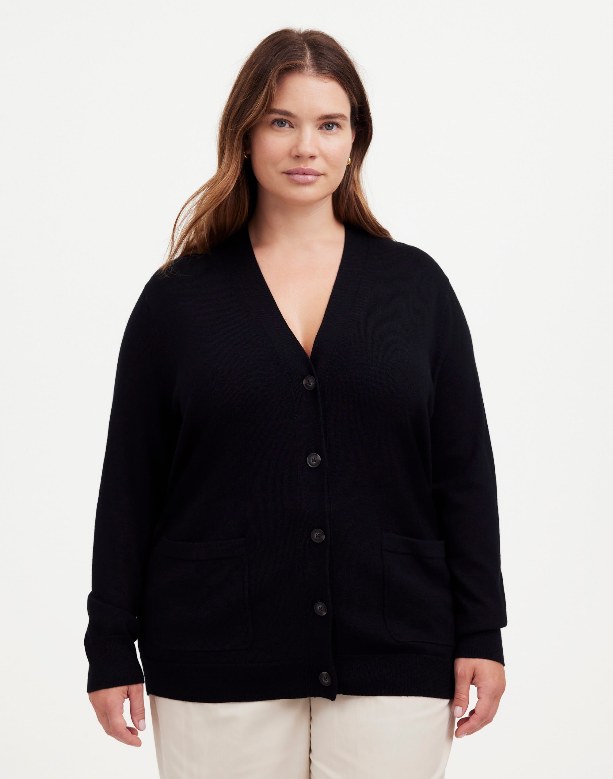 Plus Merino Wool Boyfriend Cardigan