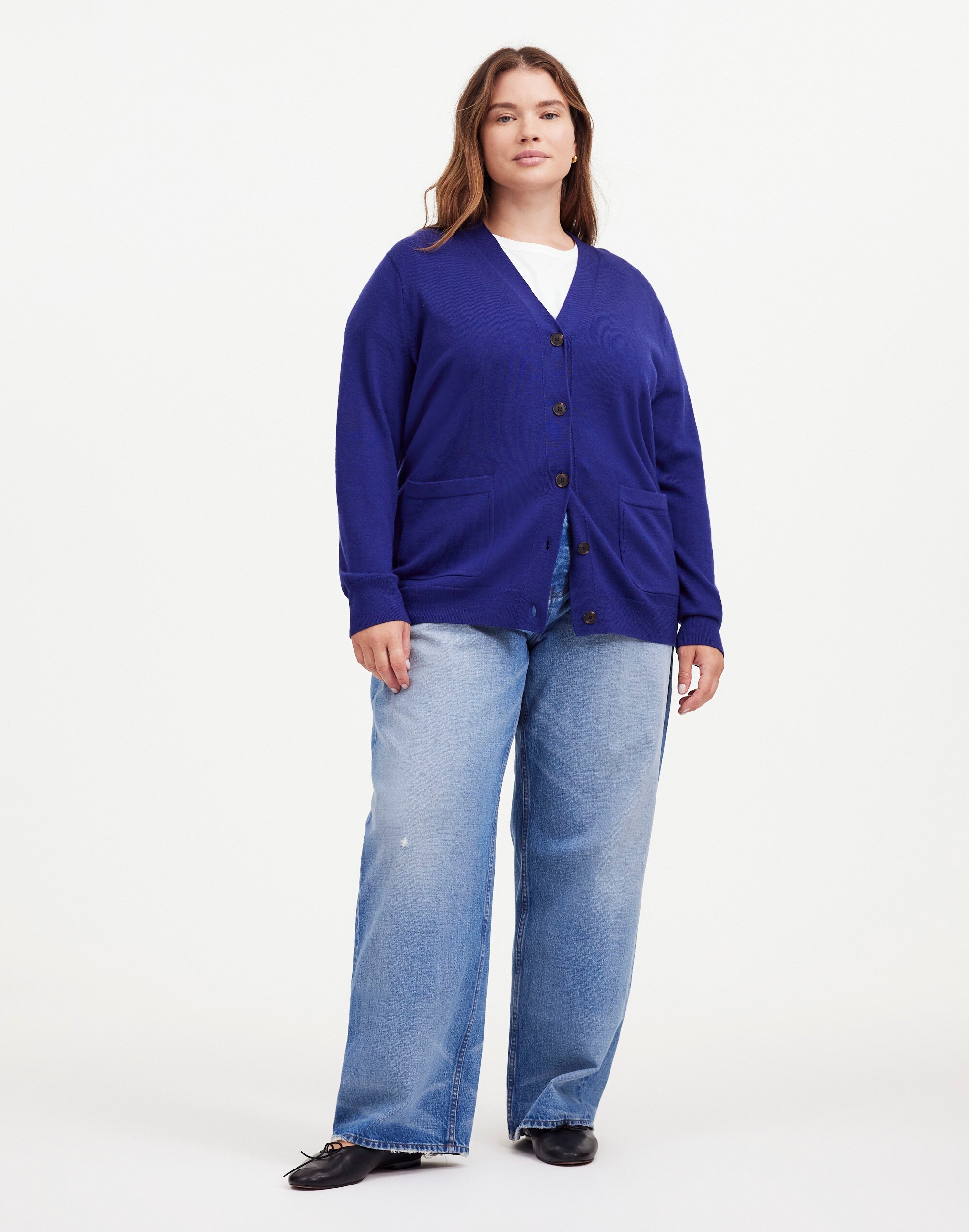 Plus Merino Wool Boyfriend Cardigan