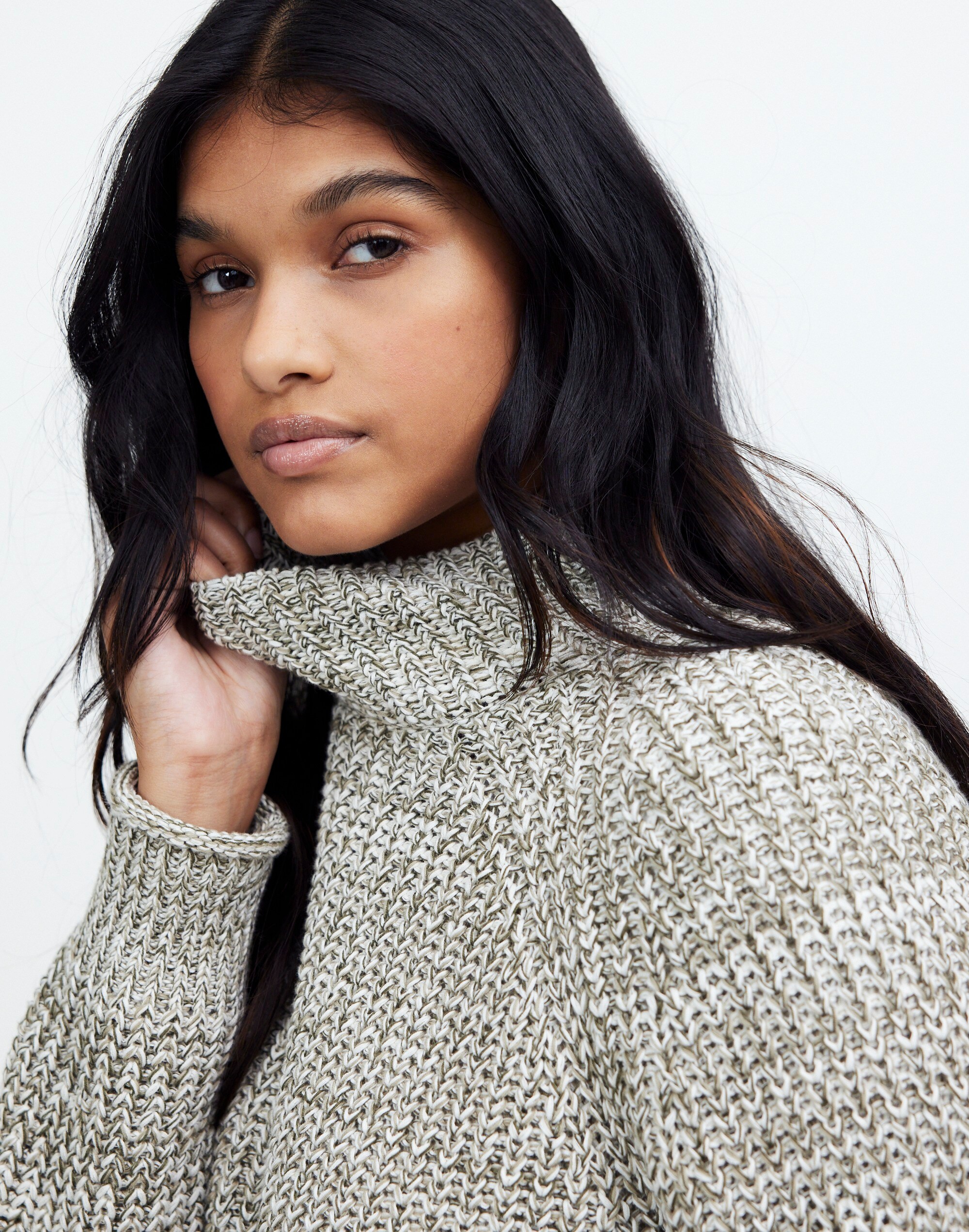 Plus Marled Cotton Mockneck Sweater