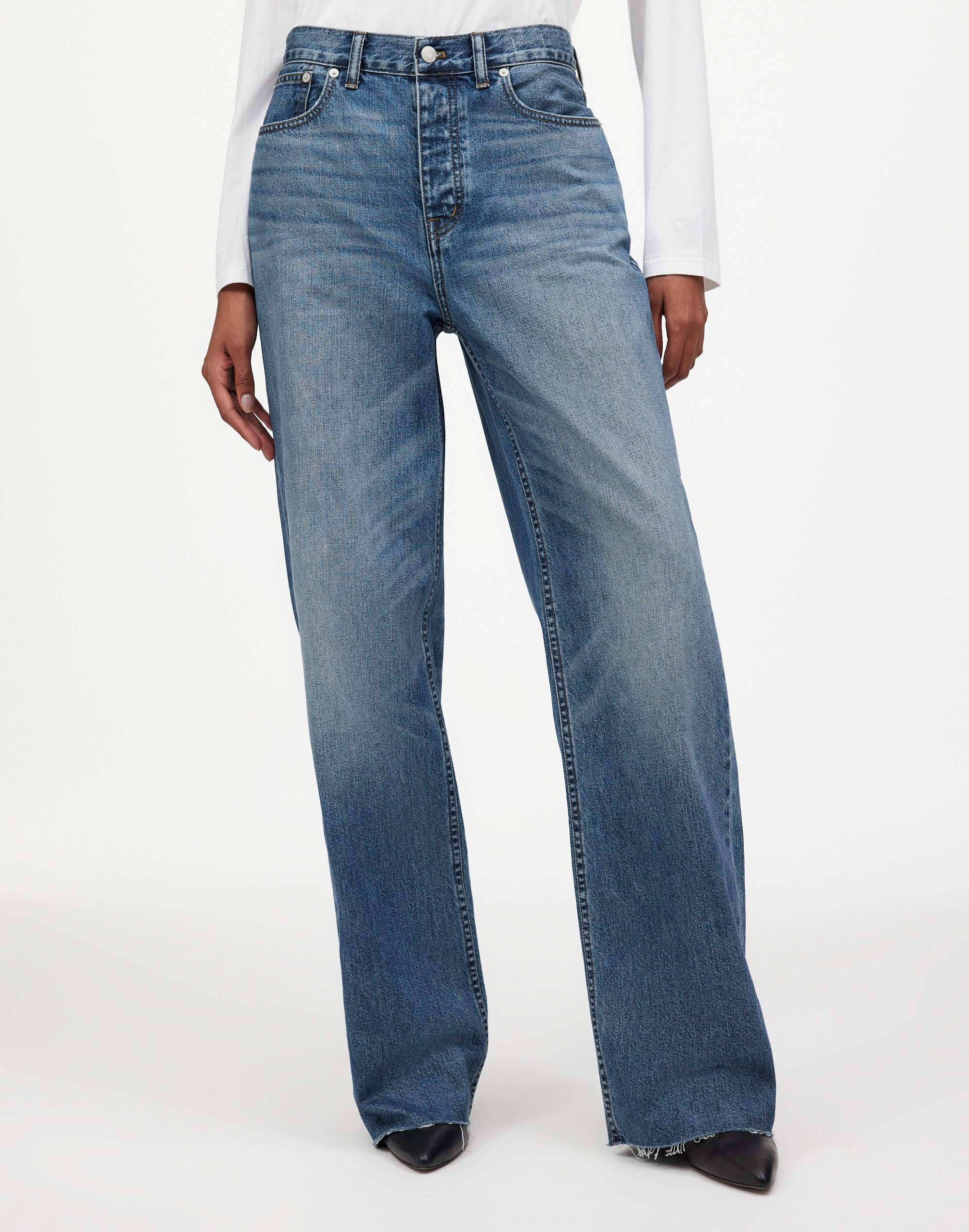 Madewell x Kaihara Denim Low-Slung Baggy Jeans in Mustart Wash