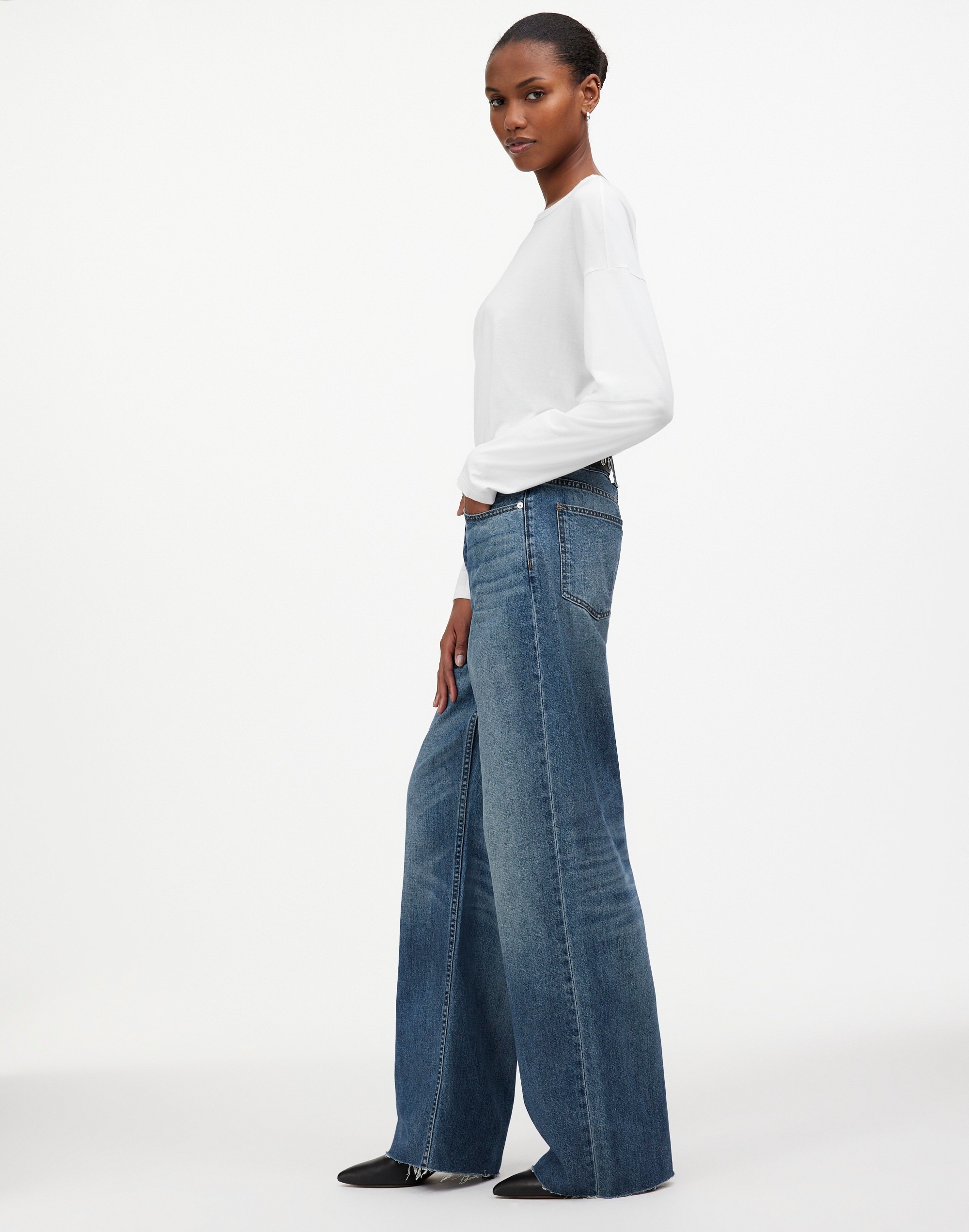 Madewell x Kaihara Denim Low-Slung Baggy Jeans in Mustart Wash