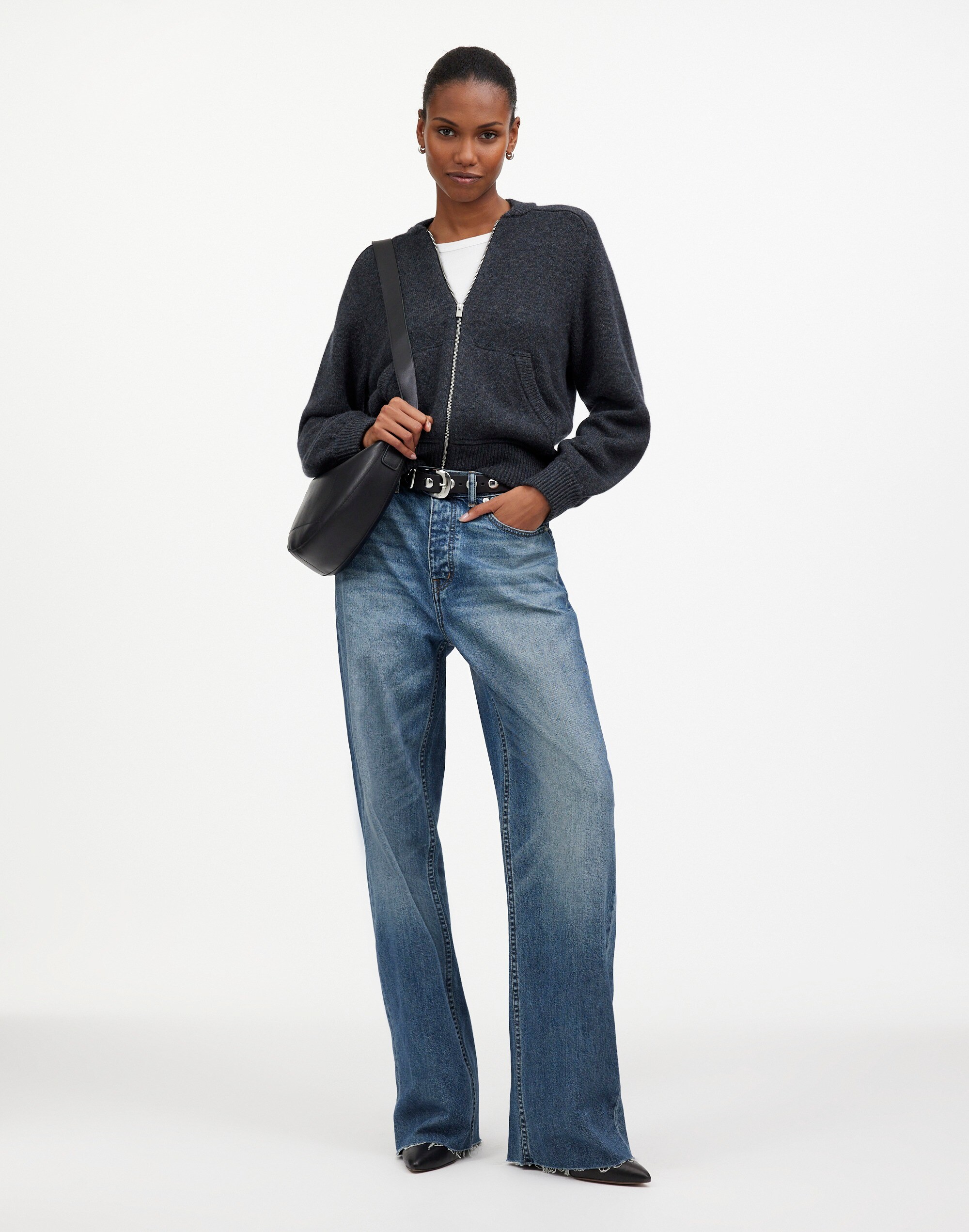 madewell x kaihara denim low-slung baggy jeans in mustart wash