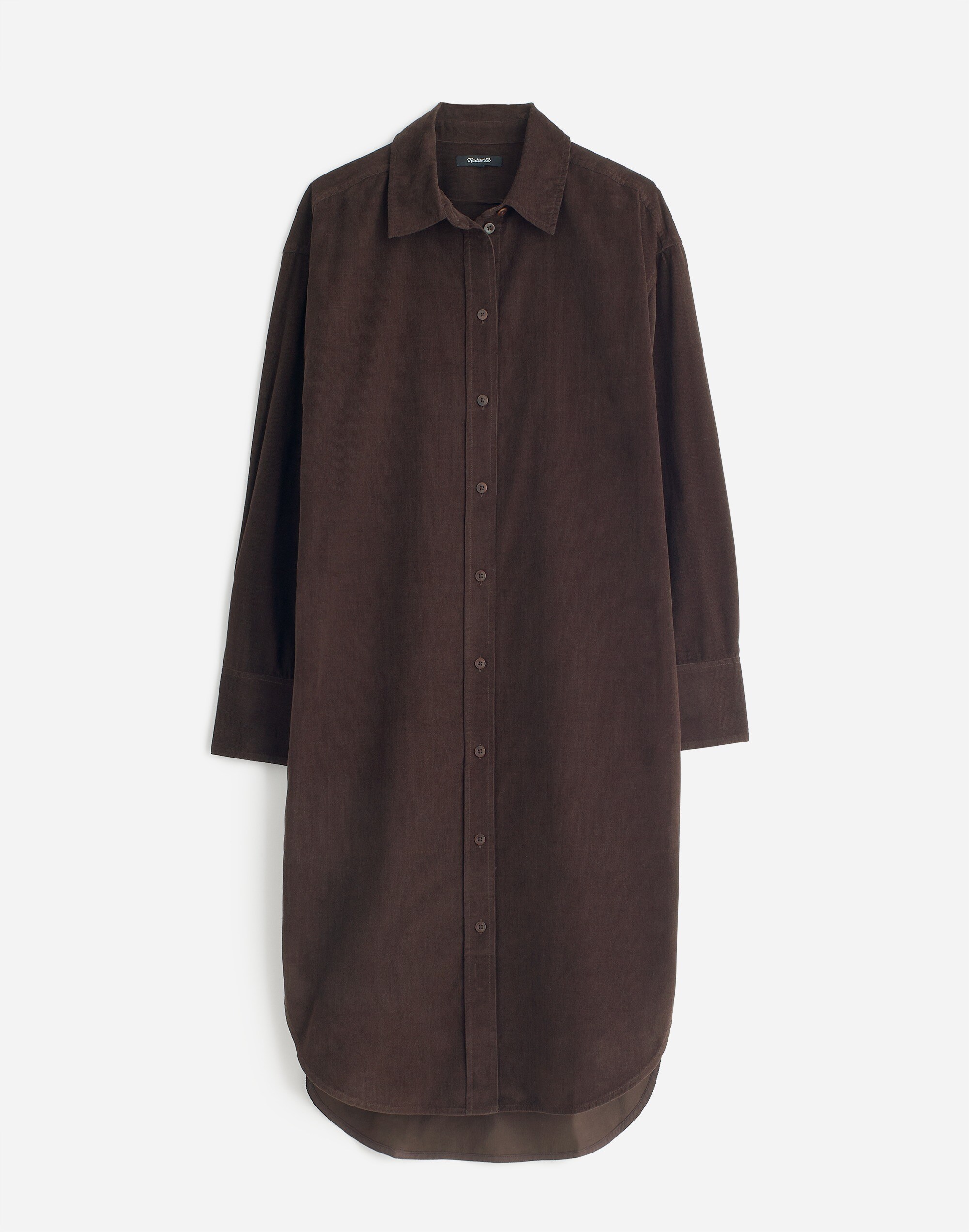 Plus Corduroy Long-Sleeve Midi Shirtdress