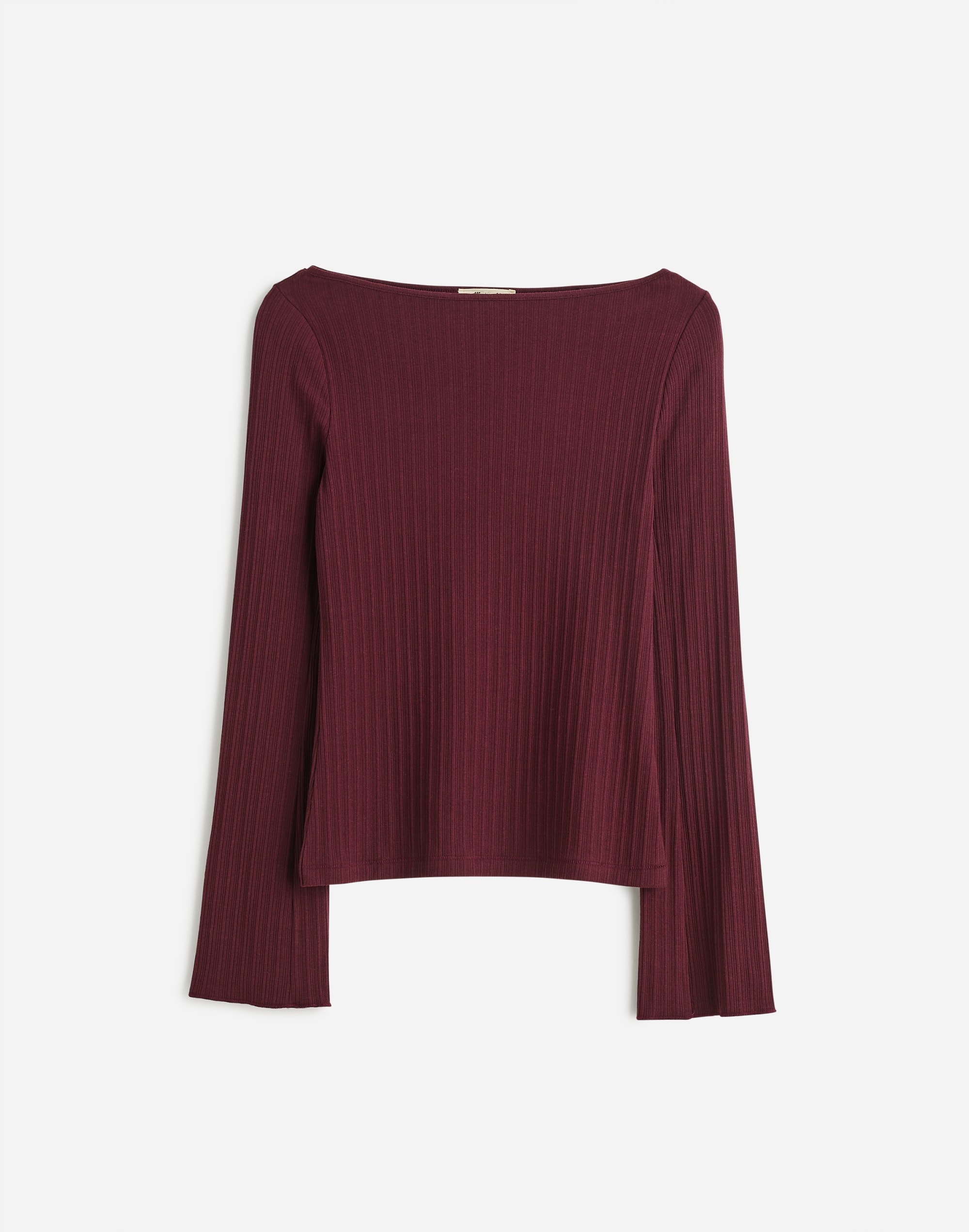 Ribbed Long-Sleeve Boatneck Top