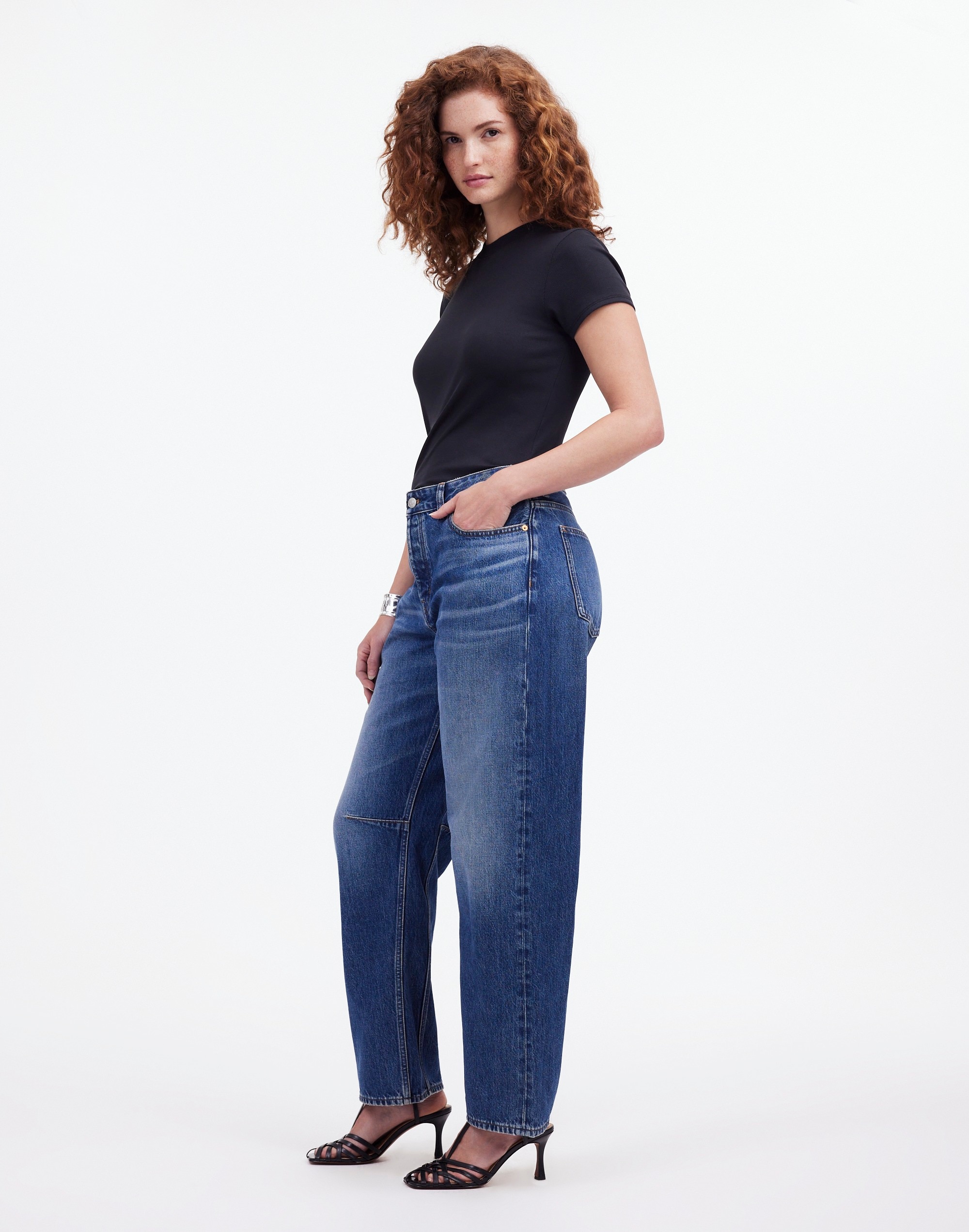 The Curvy Darted Barrel-Leg Jean in Irmo Wash