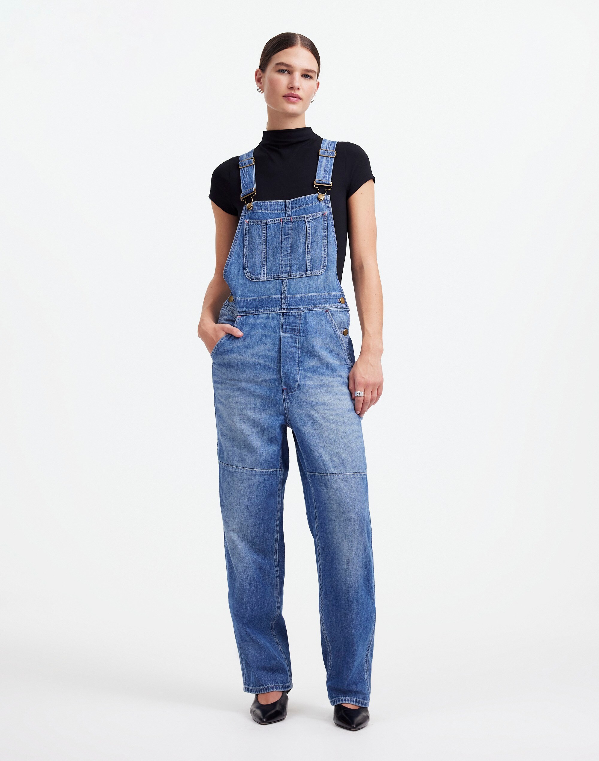 Alexa Chung for Madewell Denim Overalls in Hockley Wash