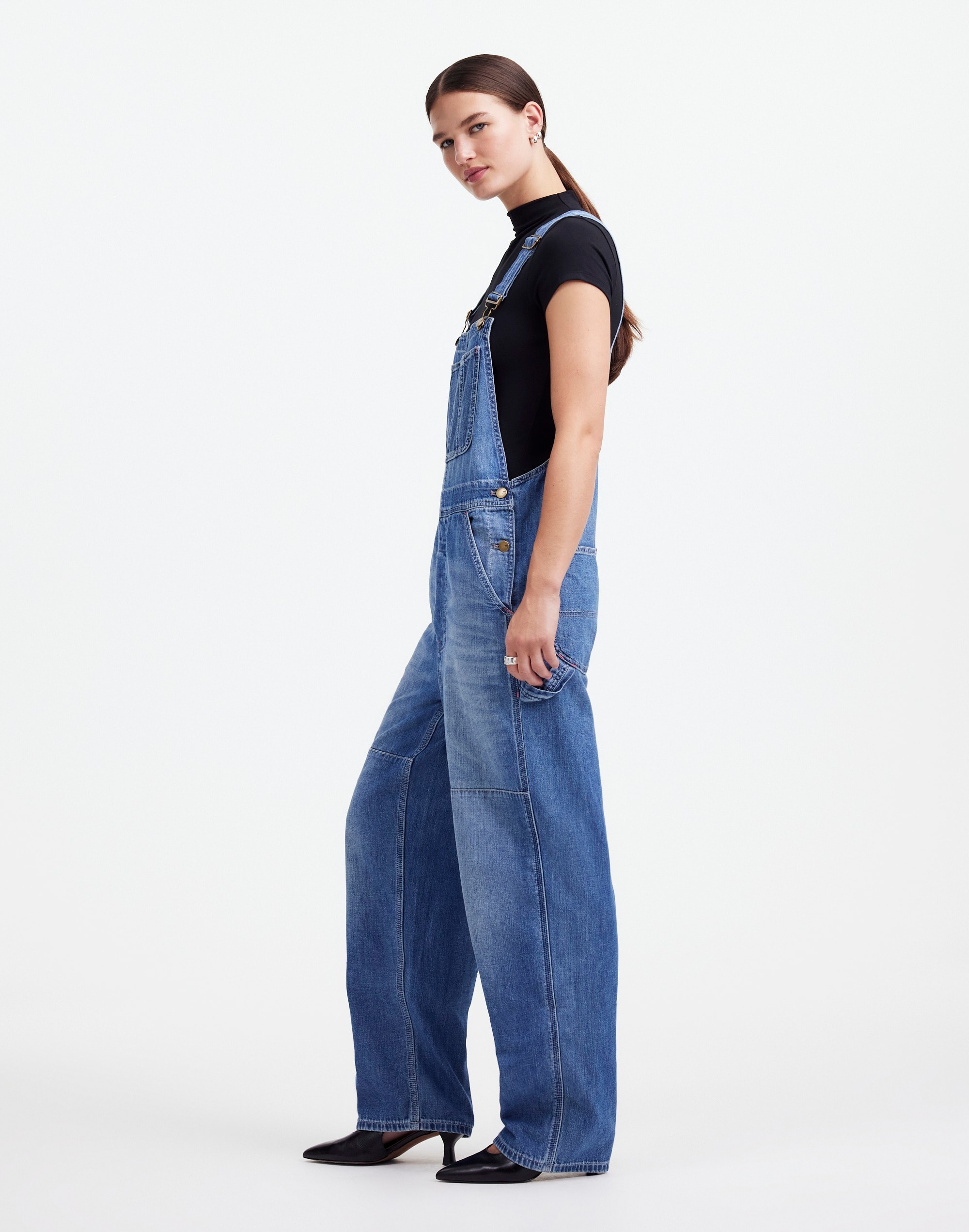 Alexa Chung for Madewell Denim Overalls in Hockley Wash