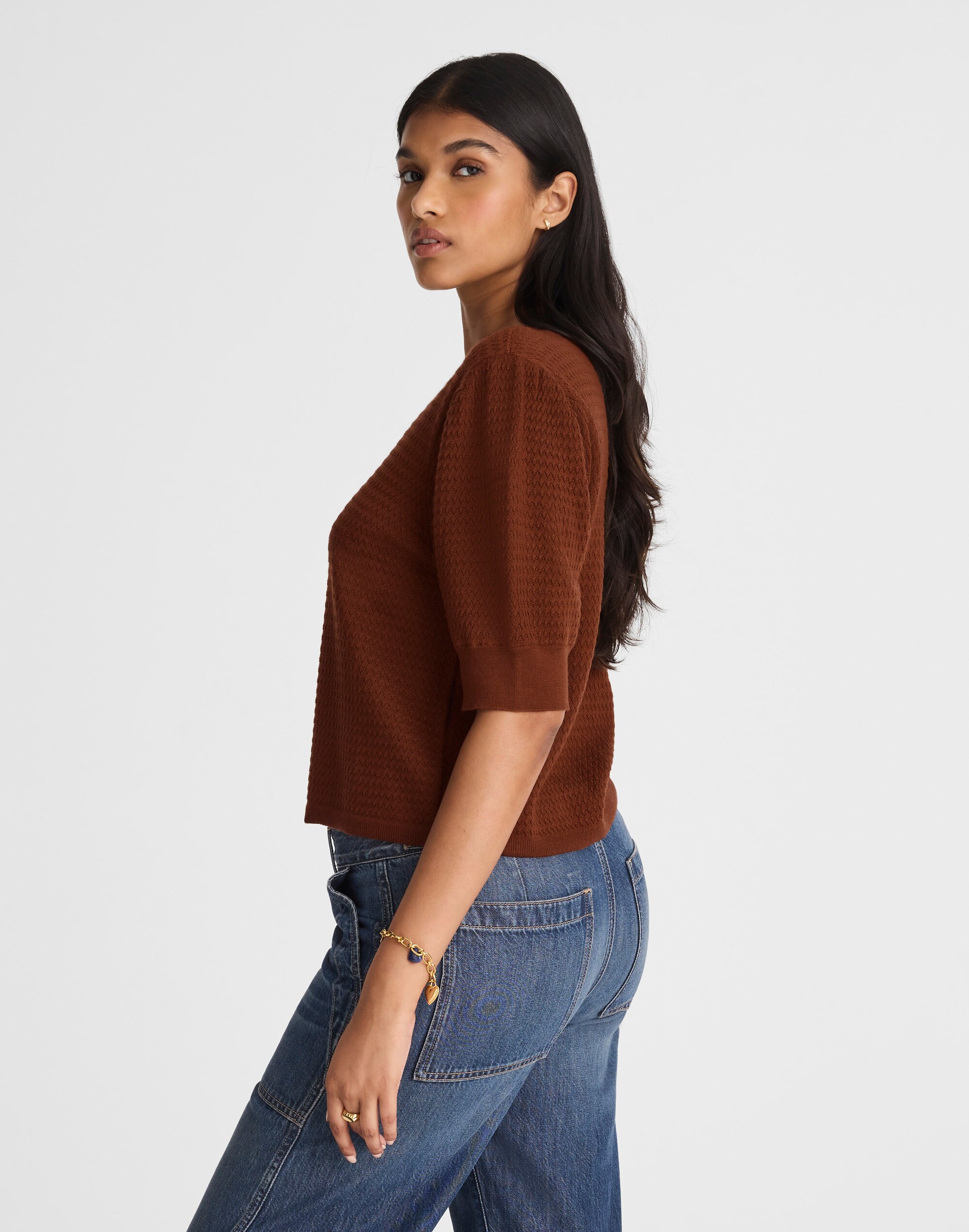 Merino Wool-Silk Blend Puff-Sleeve Sweater Tee | Madewell