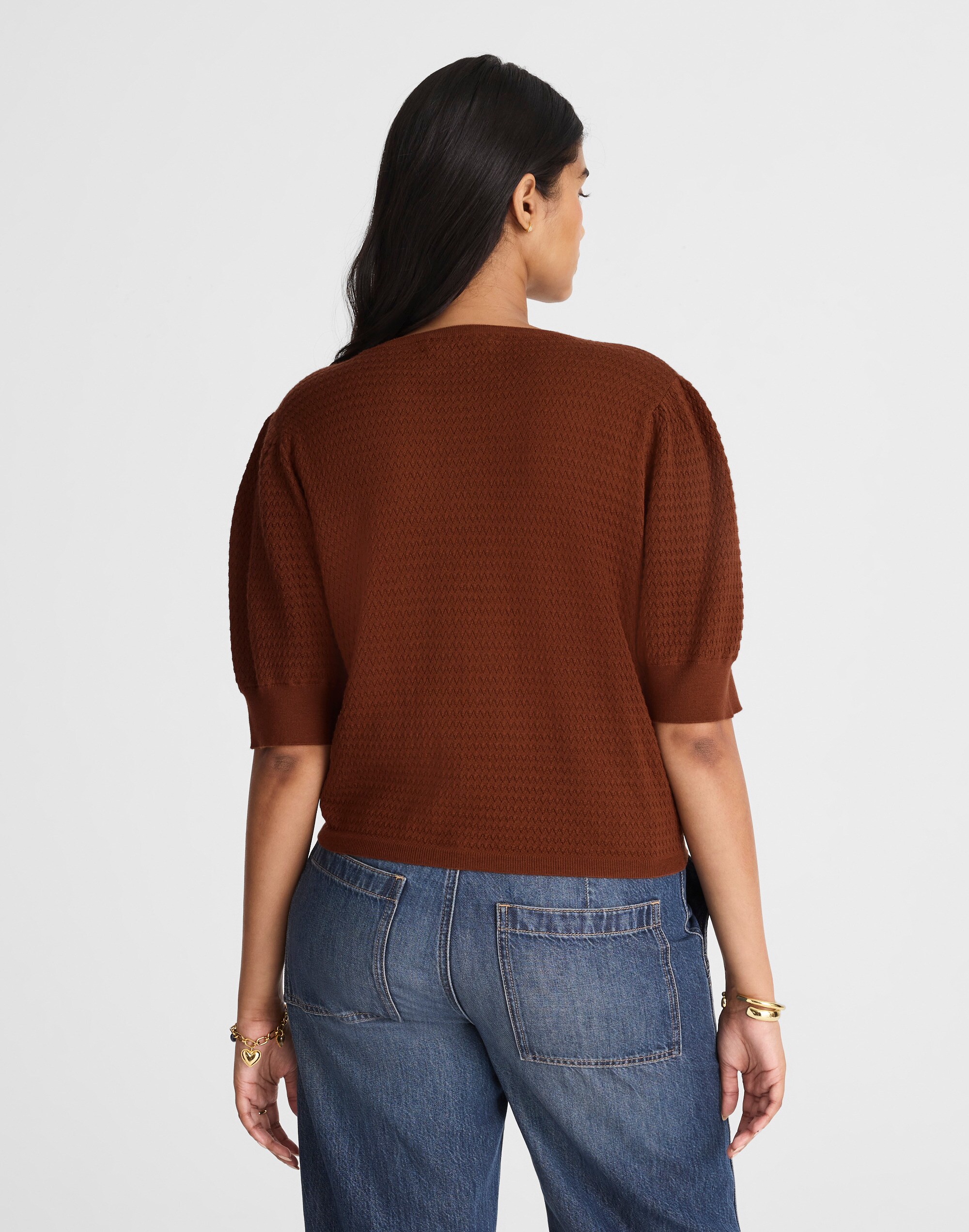 Merino Wool-Silk Blend Puff-Sleeve Sweater Tee | Madewell