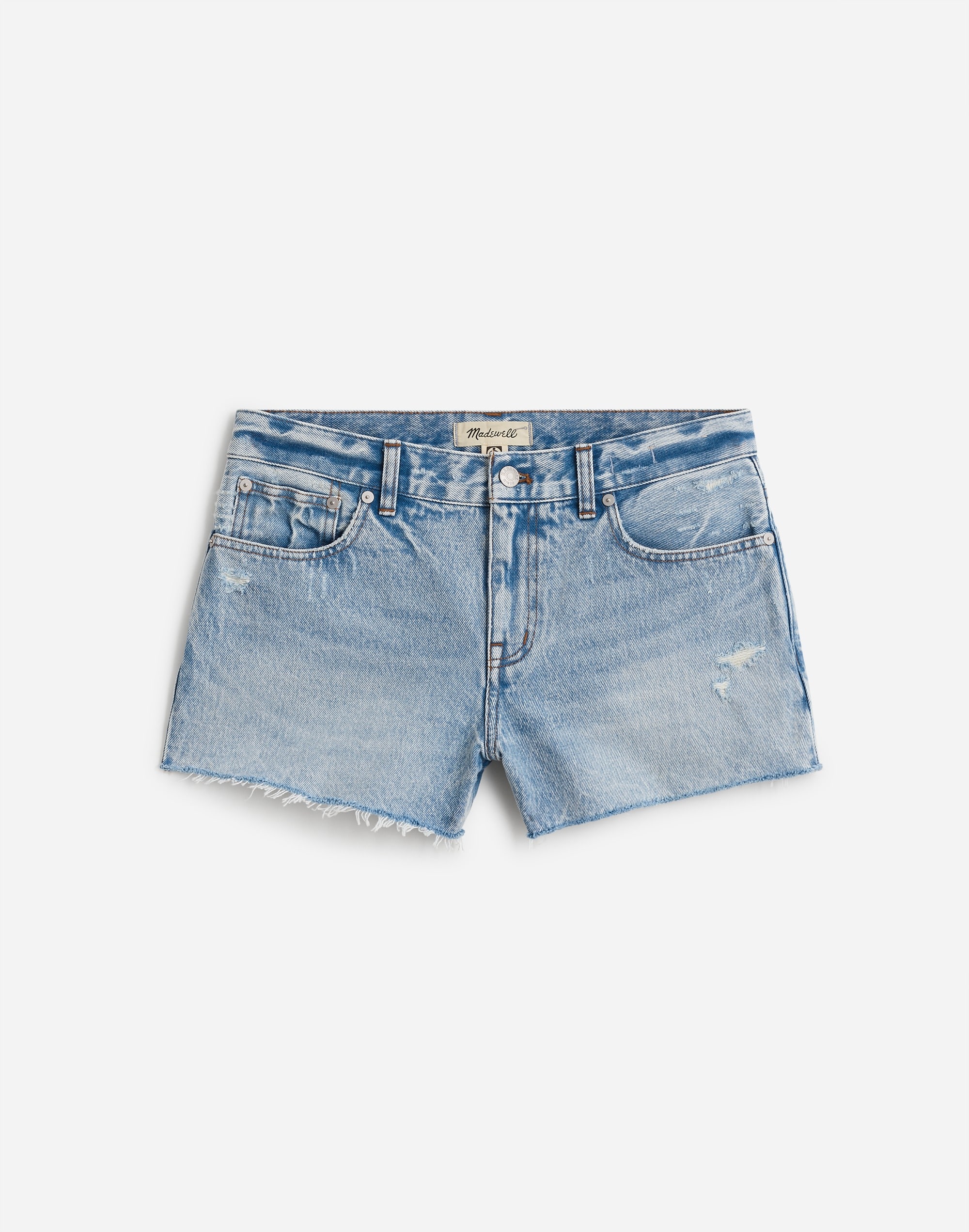Low-Rise Boyfriend Shorts in Kalamazoo Wash: Raw-Hem Edition