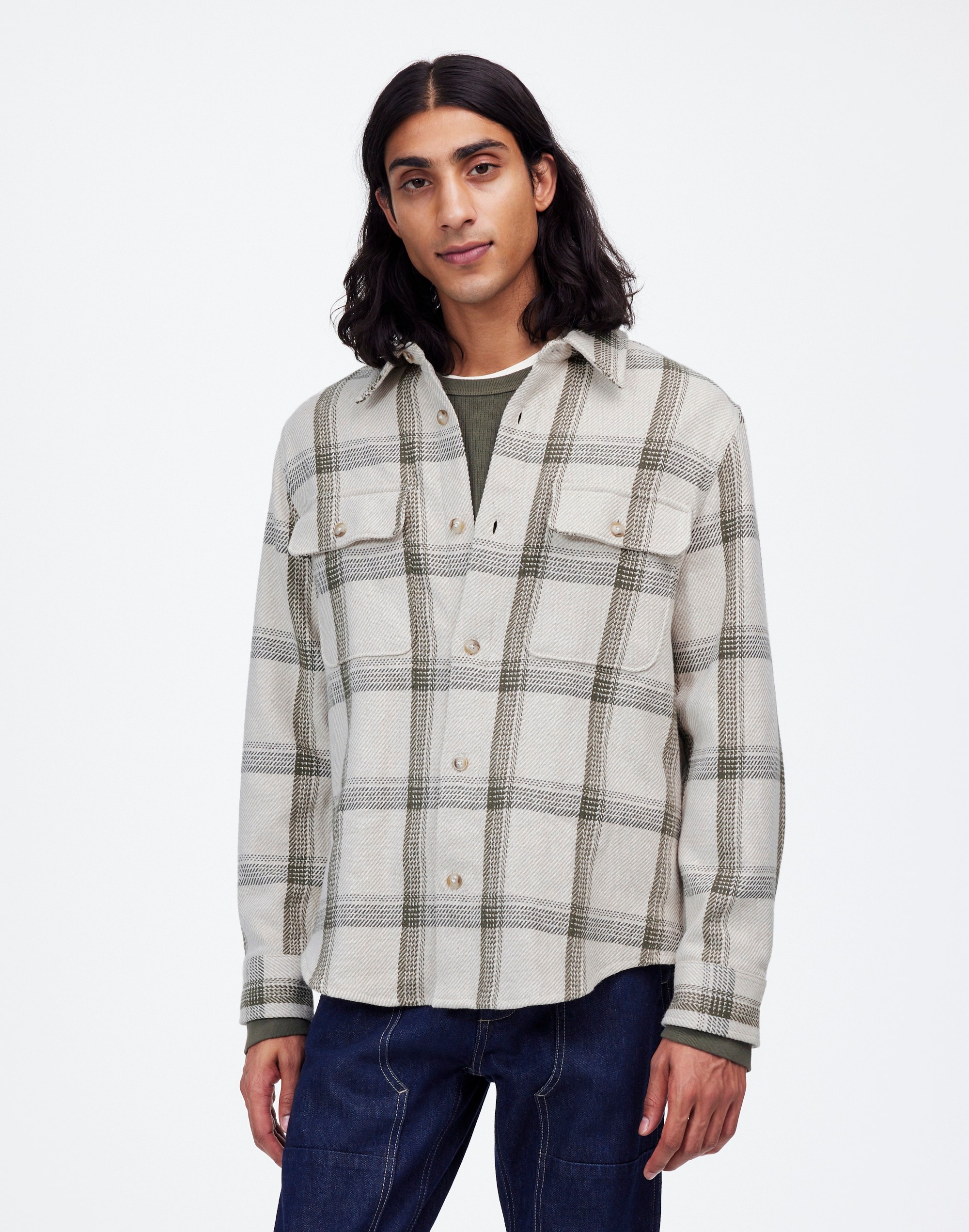 Brushed Easy Shirt-Jacket in Italian Fabric