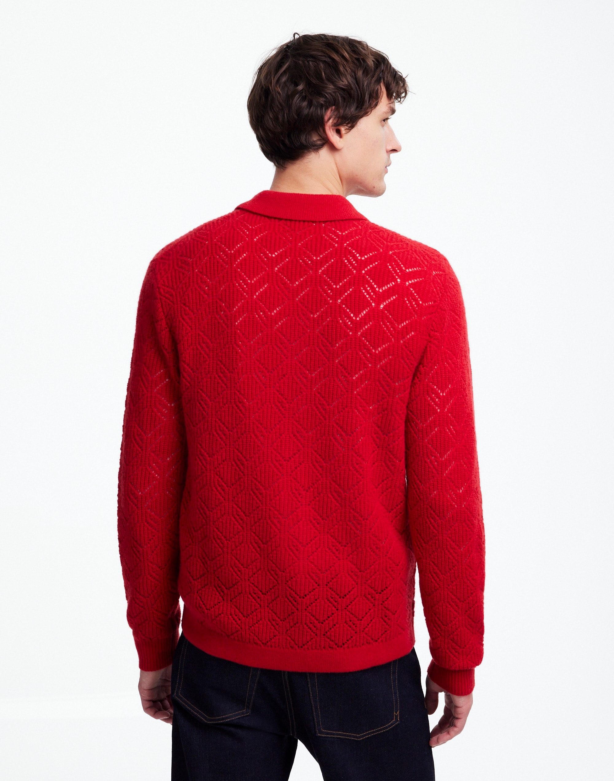 Diamond-Stitch Sweater Shirt in SoftWool