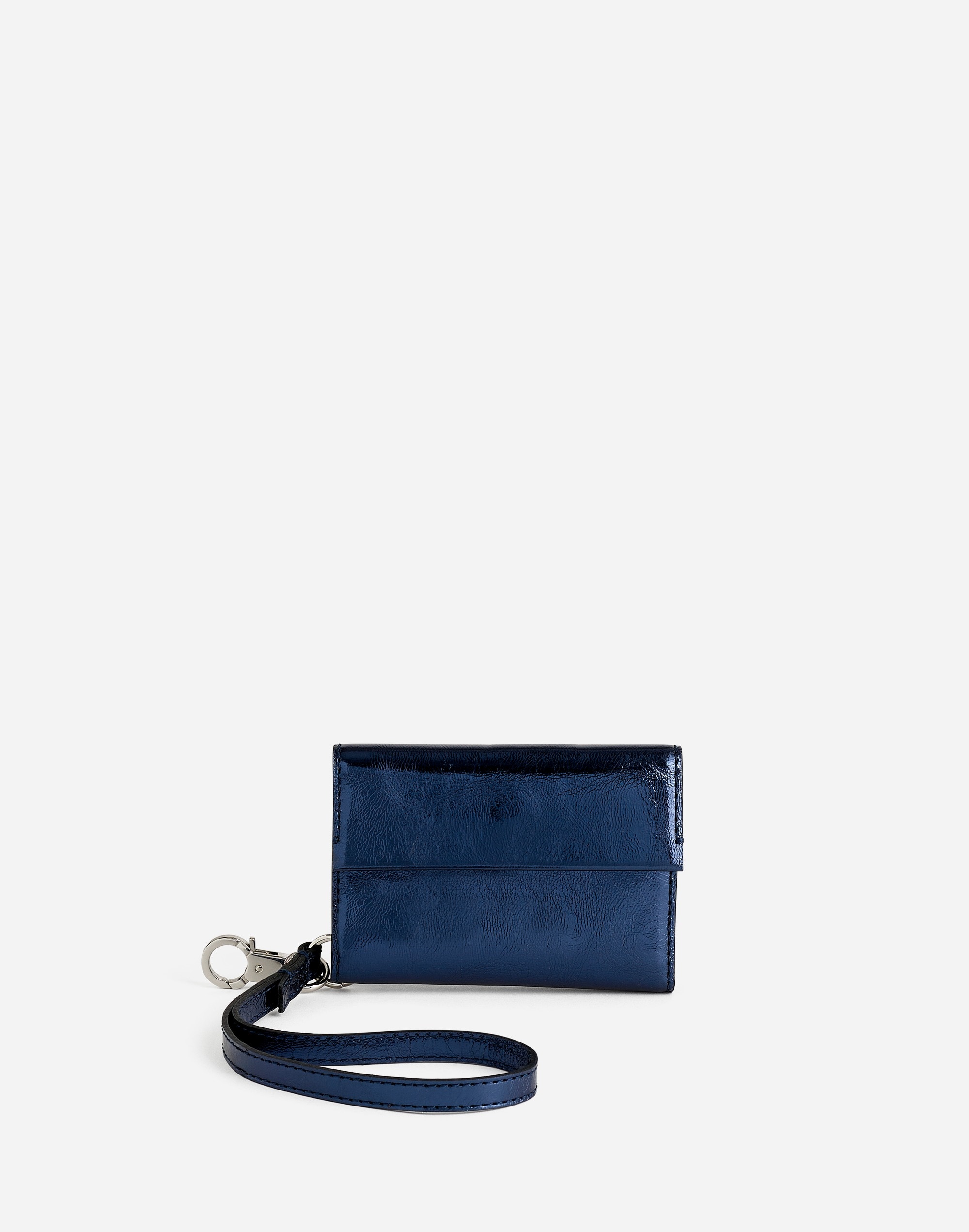 card case wristlet in metallic leather
