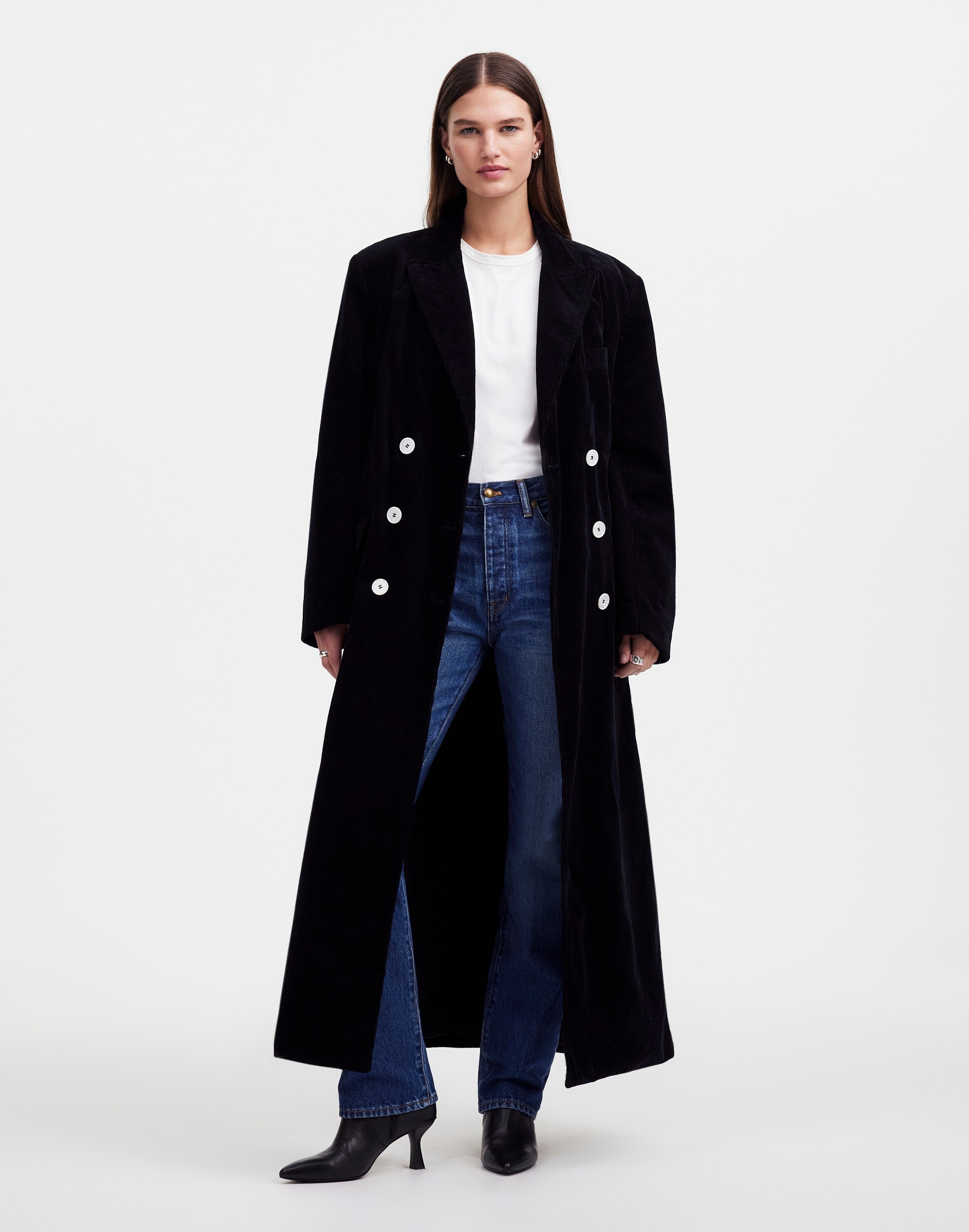 alexa chung for madewell oversized long coat in corduroy