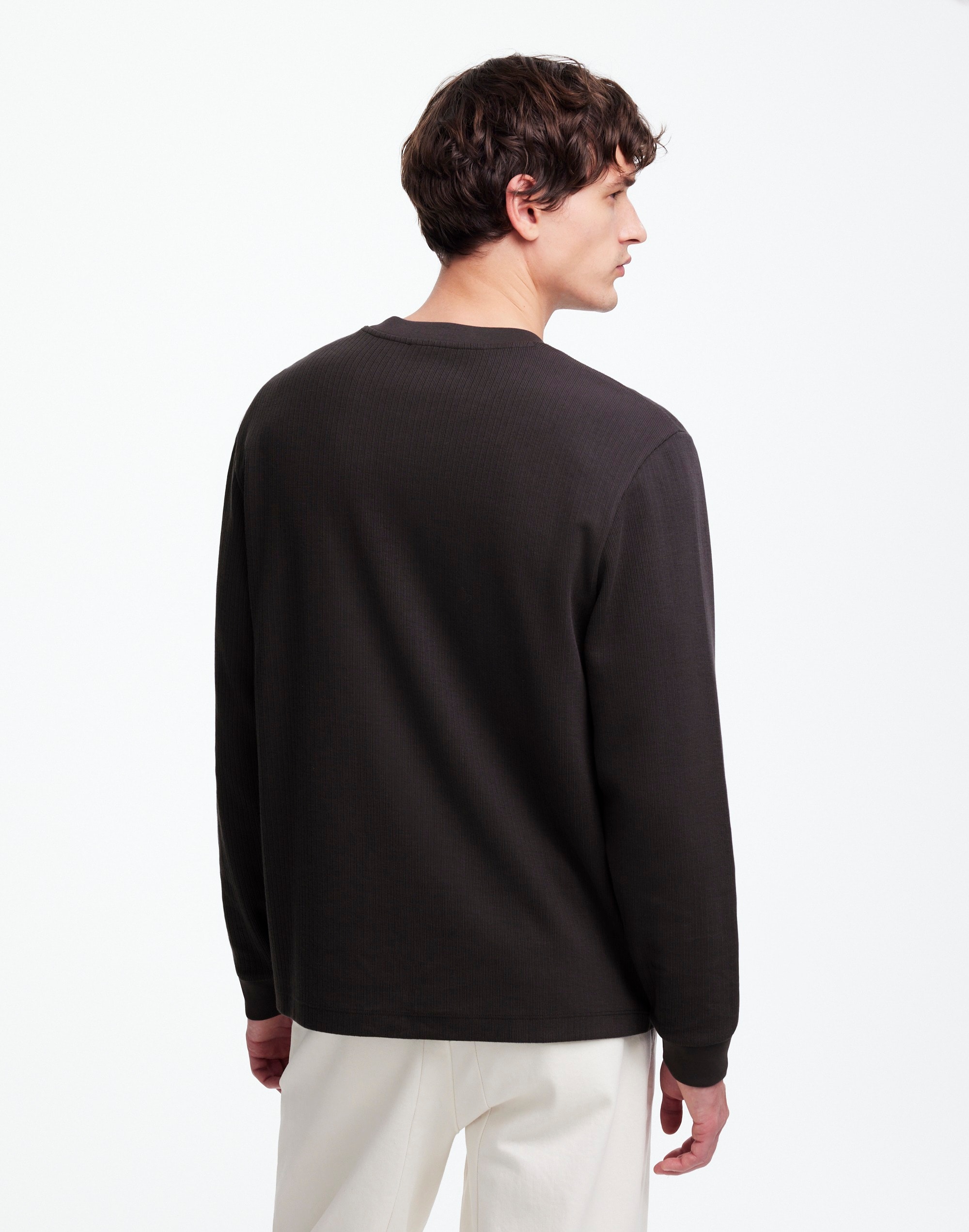 Textured Long-Sleeve Henley Tee