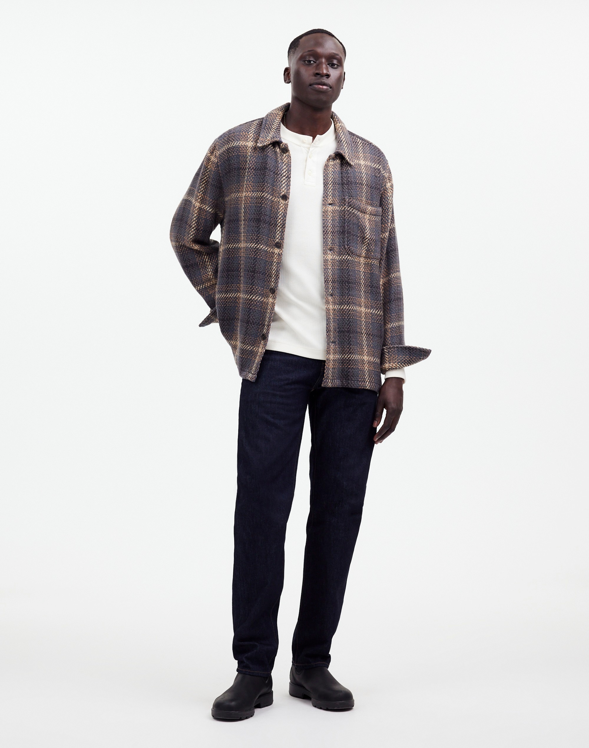 Textured Long-Sleeve Henley Tee