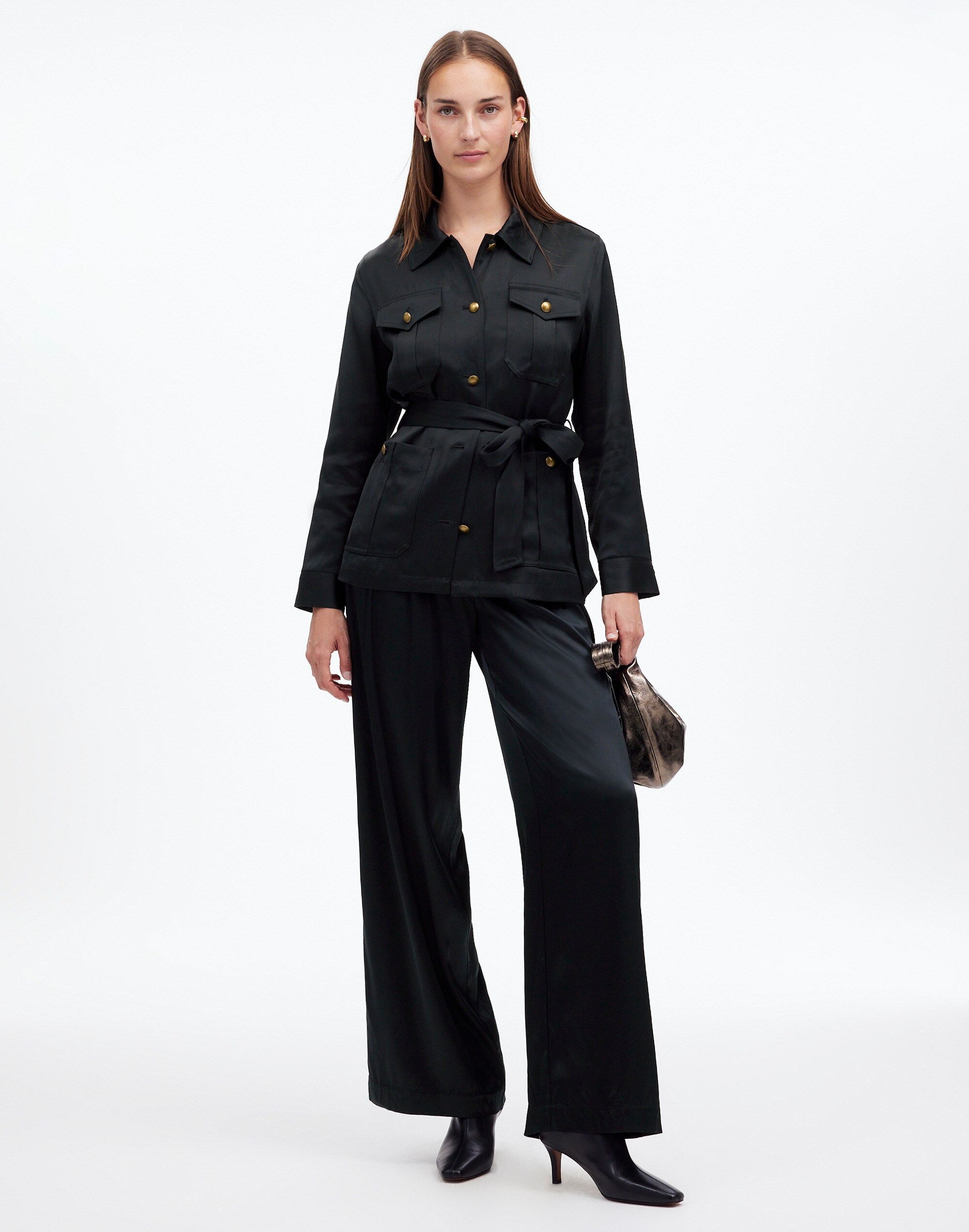 double-faced satin safari jacket